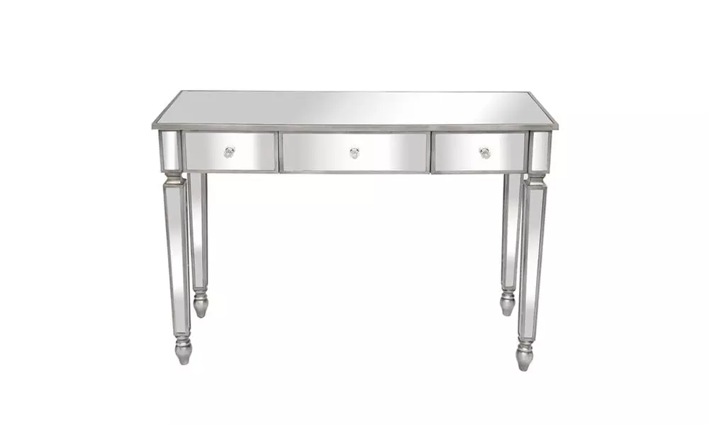Mirrored Table Dressing Table Console Table with 3 Drawers - Primary Image