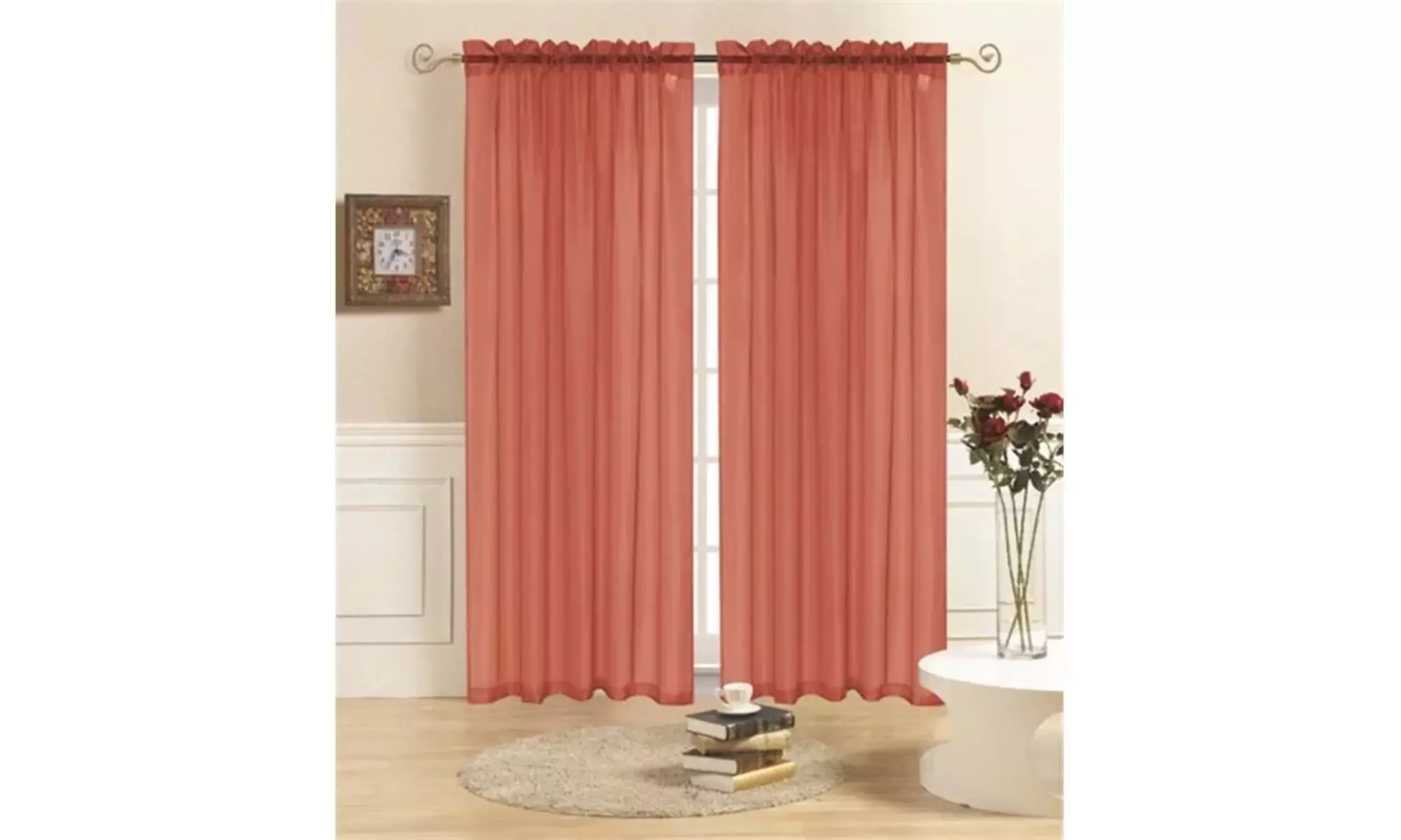 Lisa Sheer Curtains Voile Polyester Window Curtain Panel Grommet Top 55" X 84" 