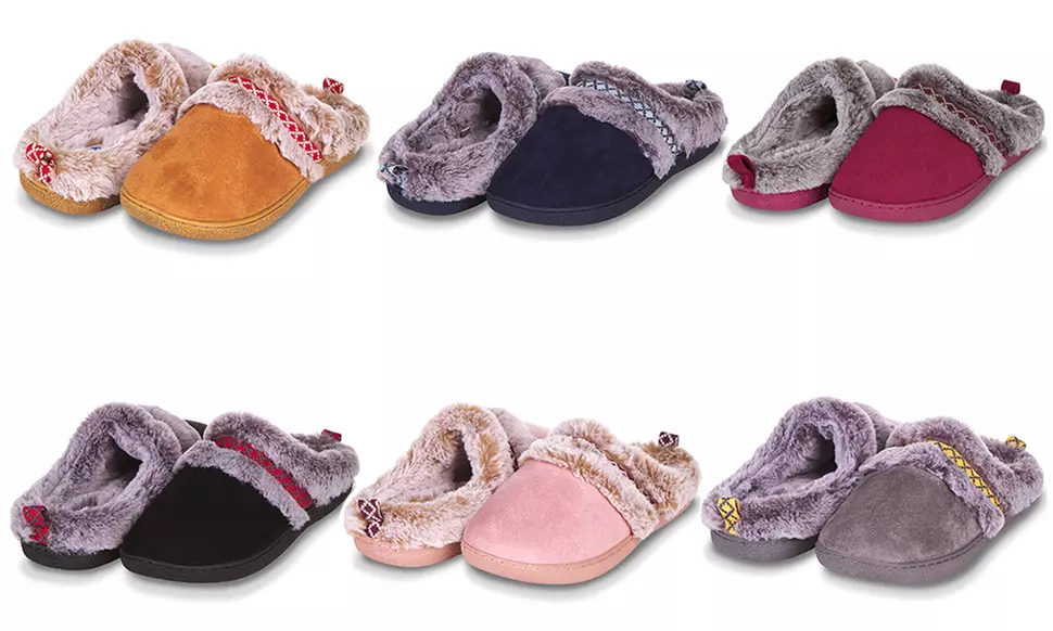 Floopi Women's Aztec Fur Lined Clog Slippers with Memory Foam - Primary Image