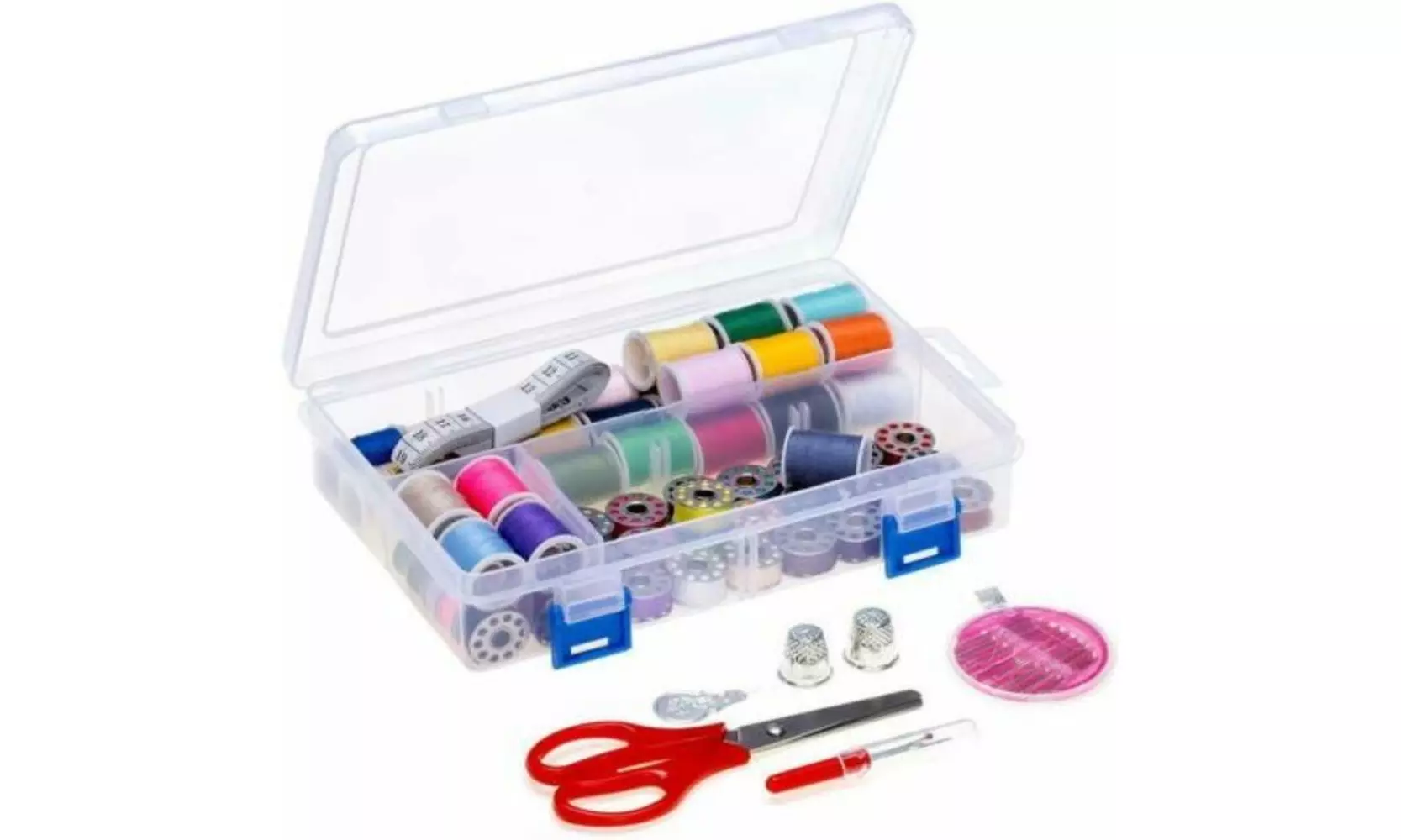 Travel Sewing Kit Thread Threader Needle Tape Measure Scissor Thimble - Primary Image