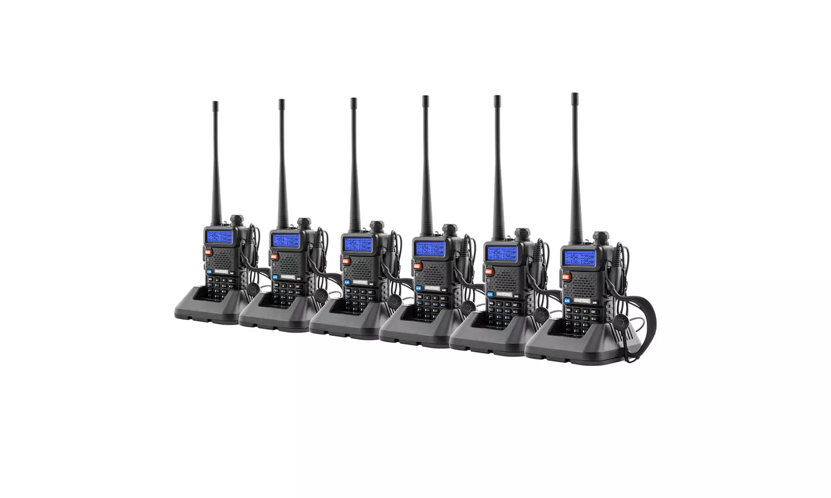 6pcs BAOFENG 1.5'' LCD 5W Dual Band Walkie Talkie with 1-LED Flashlight Black - Primary Image