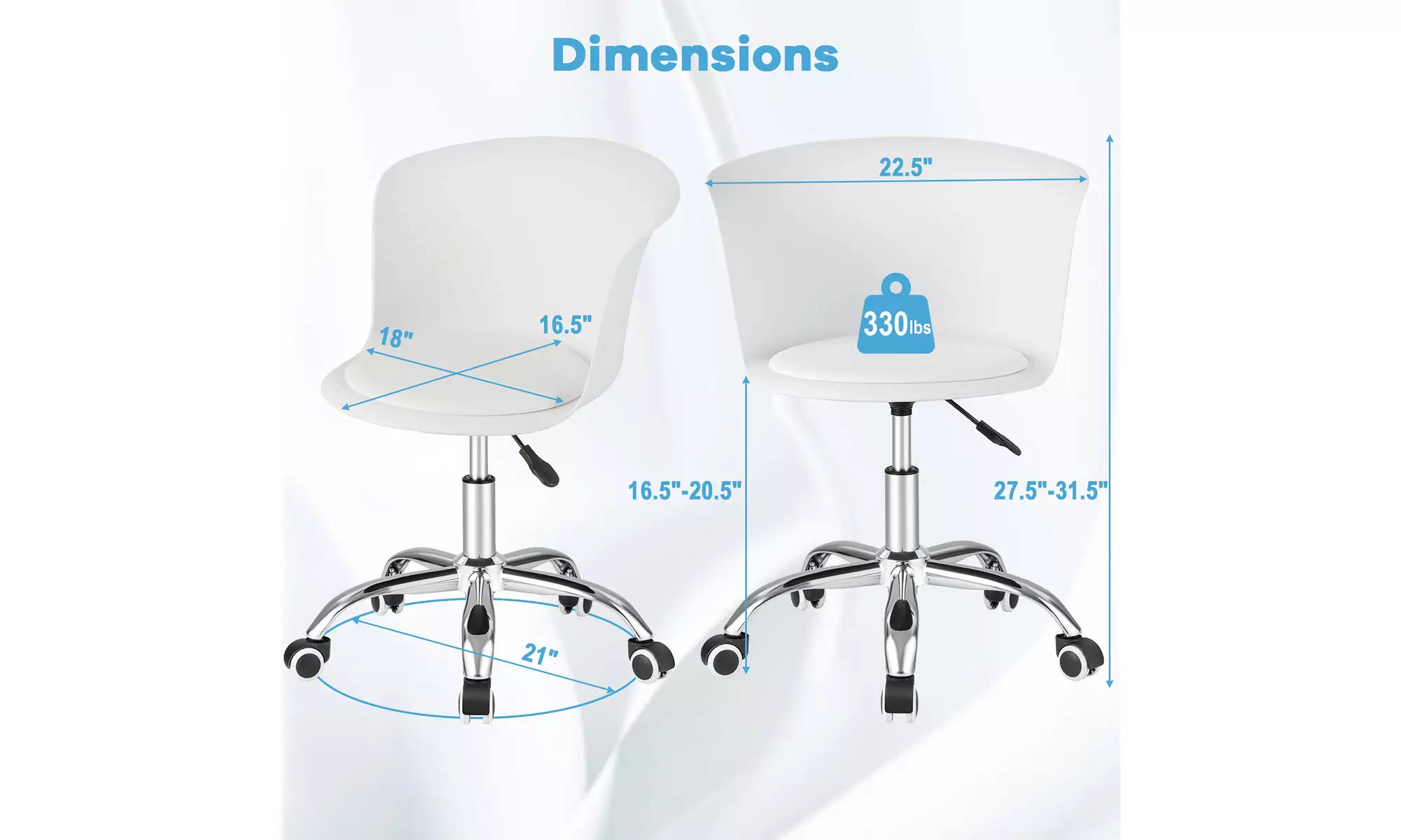 Costway Set of 2 Adjustable Office Chair Armless Swivel Desk Chair PU Leather
