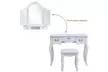 Tri-fold Mirror Dresser with Dressing Stool White - Second Medium