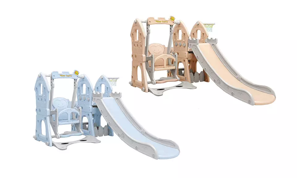 3 in 1 Climber Slide Playset with Basketball Hoop and Swing for Kids - Primary Image