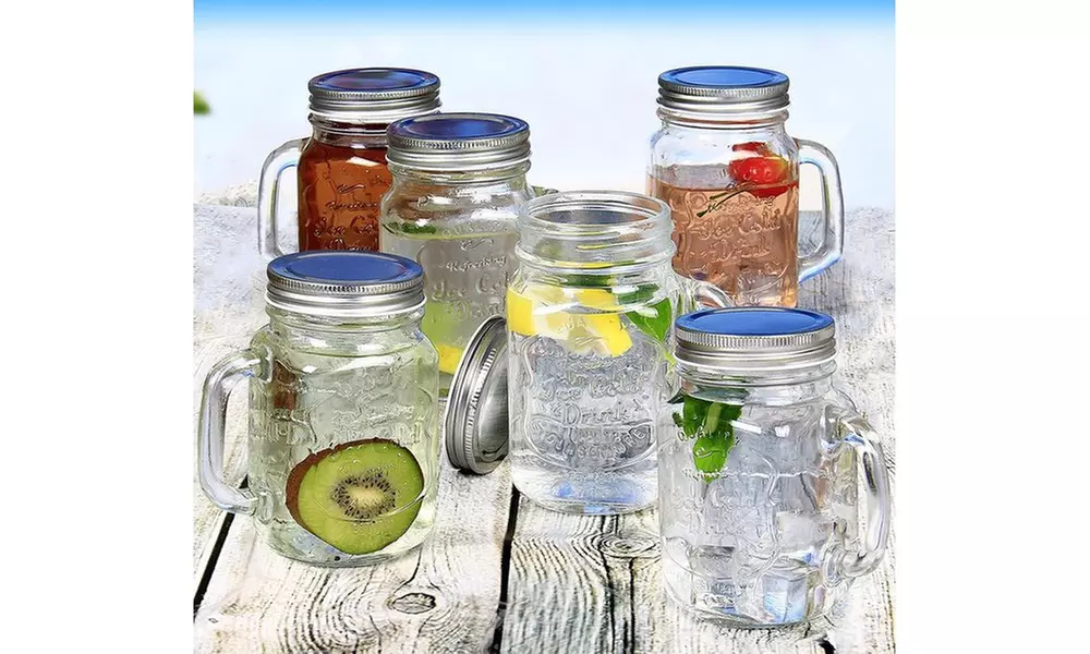 Estilo Mason Jar Mugs with Handles, Set of 6, 16 oz - Primary Image