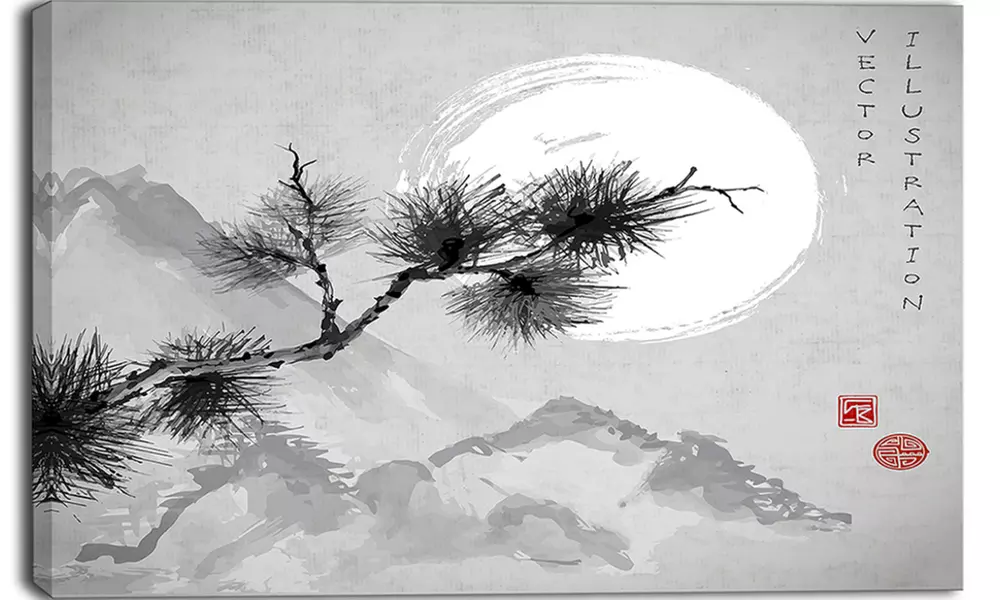 Pine Tree Branch - Japanese Canvas Art Print - Primary Image