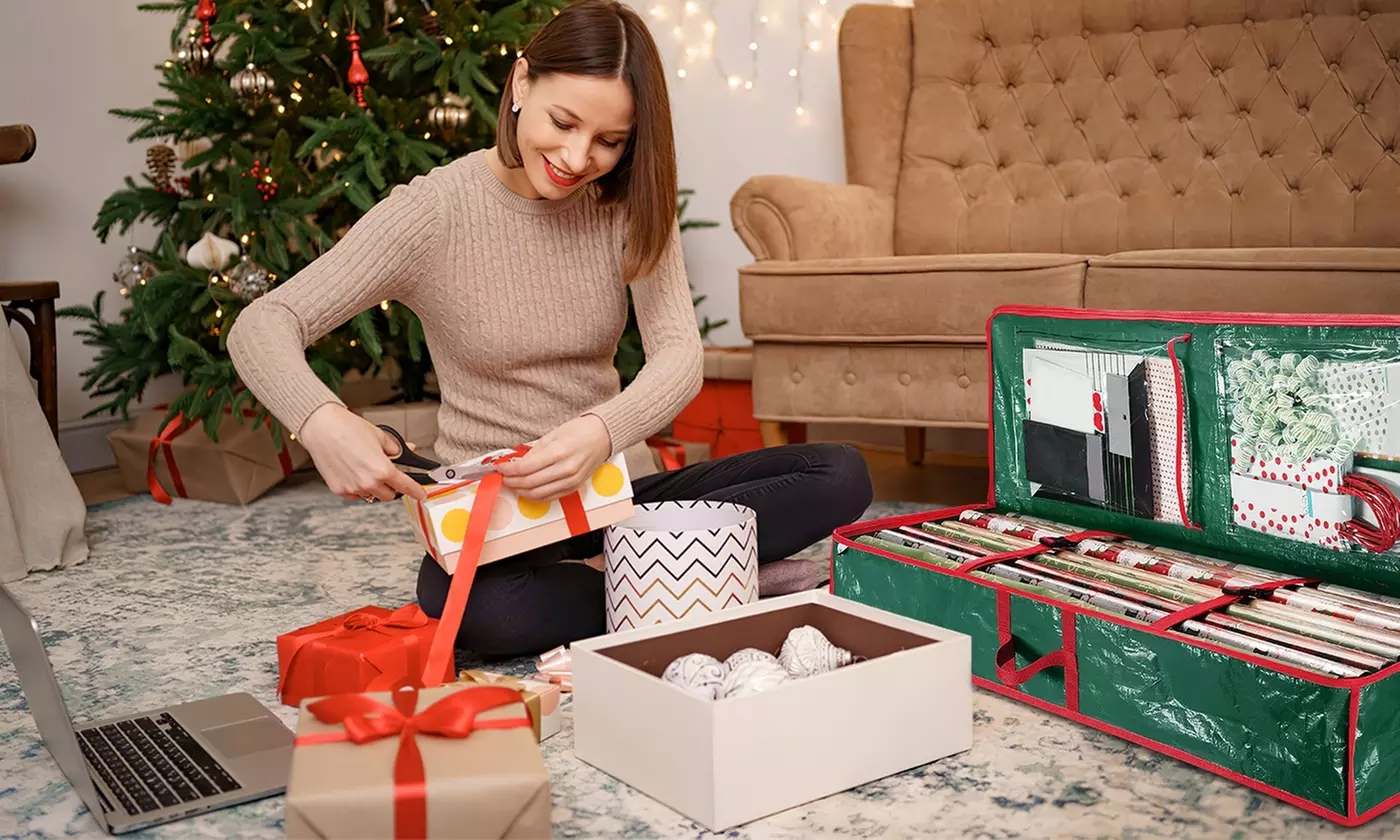 NewHome Holiday Gift Wrap Organizer Set 