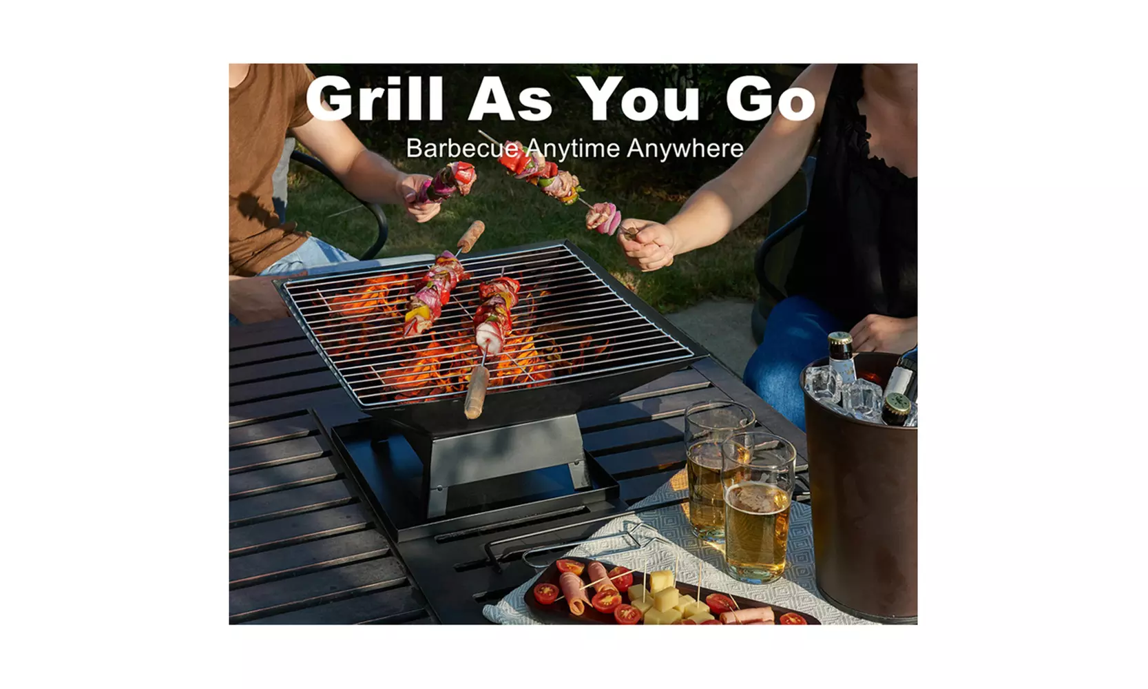 Square BBQ Grill Outdoor Heater Fireplace Portable Fire Pit Barbecue Brazier