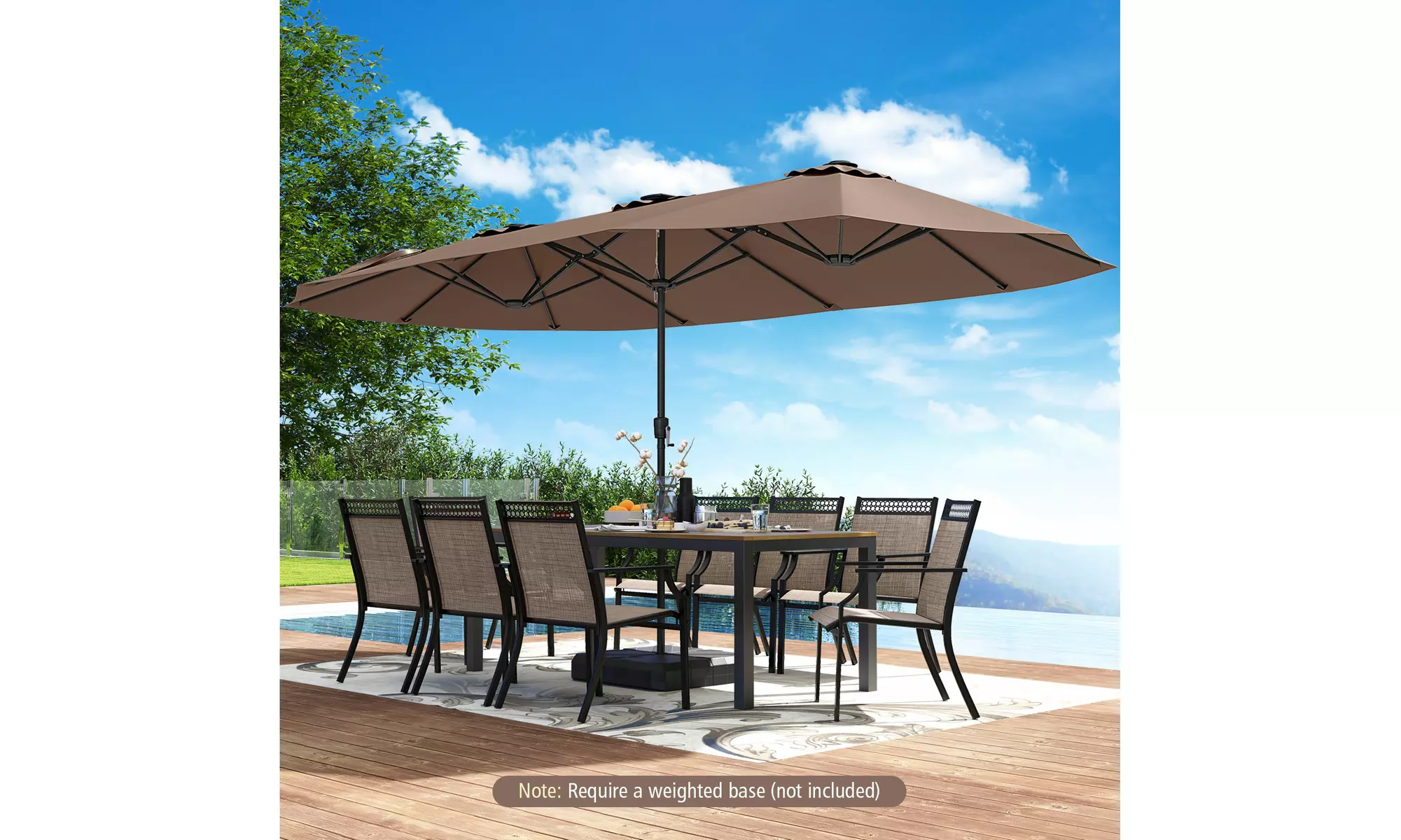 Costway 15.5 FT Extra-Large Patio Umbrella with LED Solar Lights