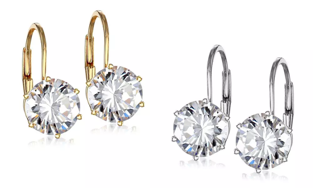 4.00 CTTW Leverback Earrings With Crystals From Swarovski