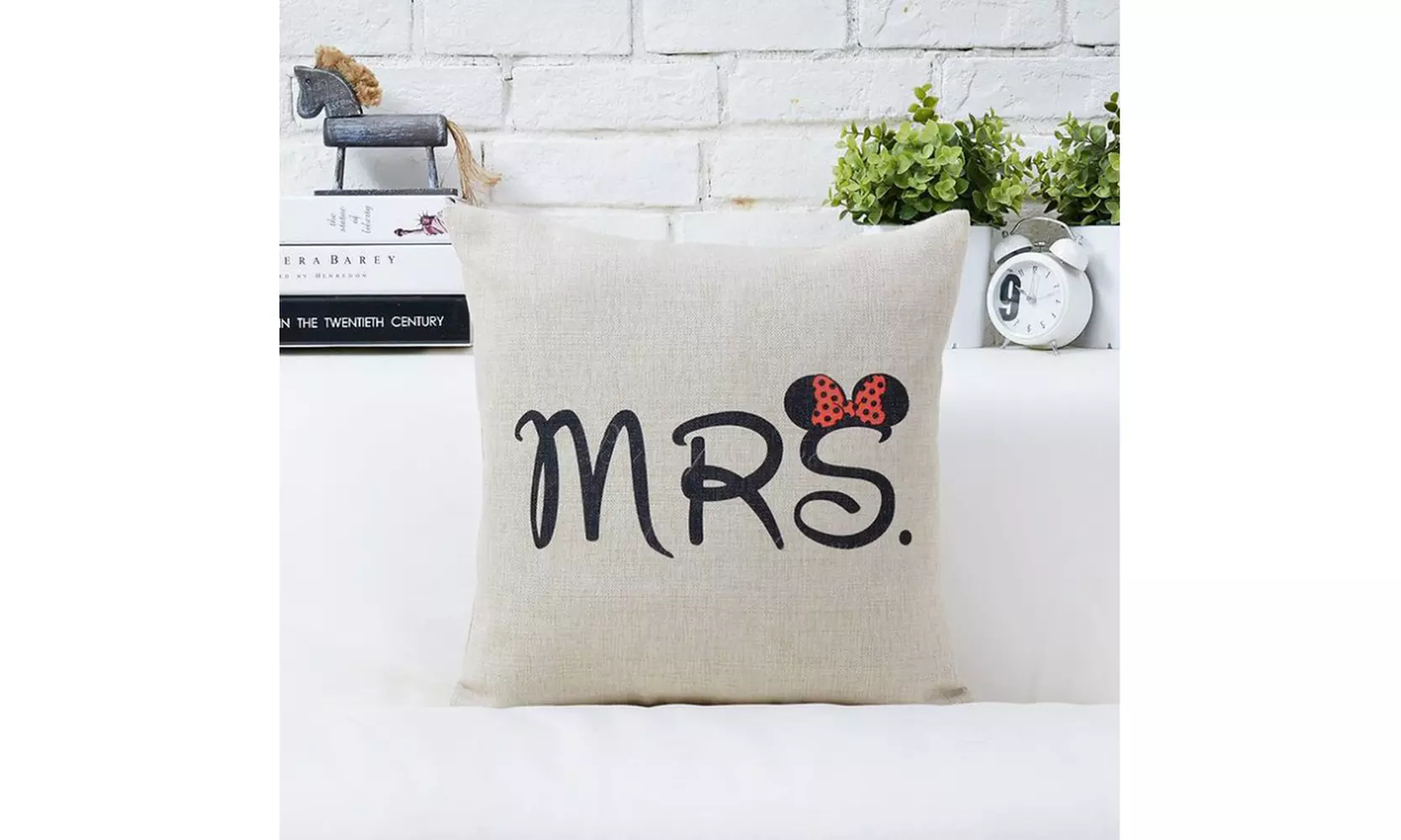 Set of 2 18" Square Throw Pillow Case Mr.&Mrs - Second Medium