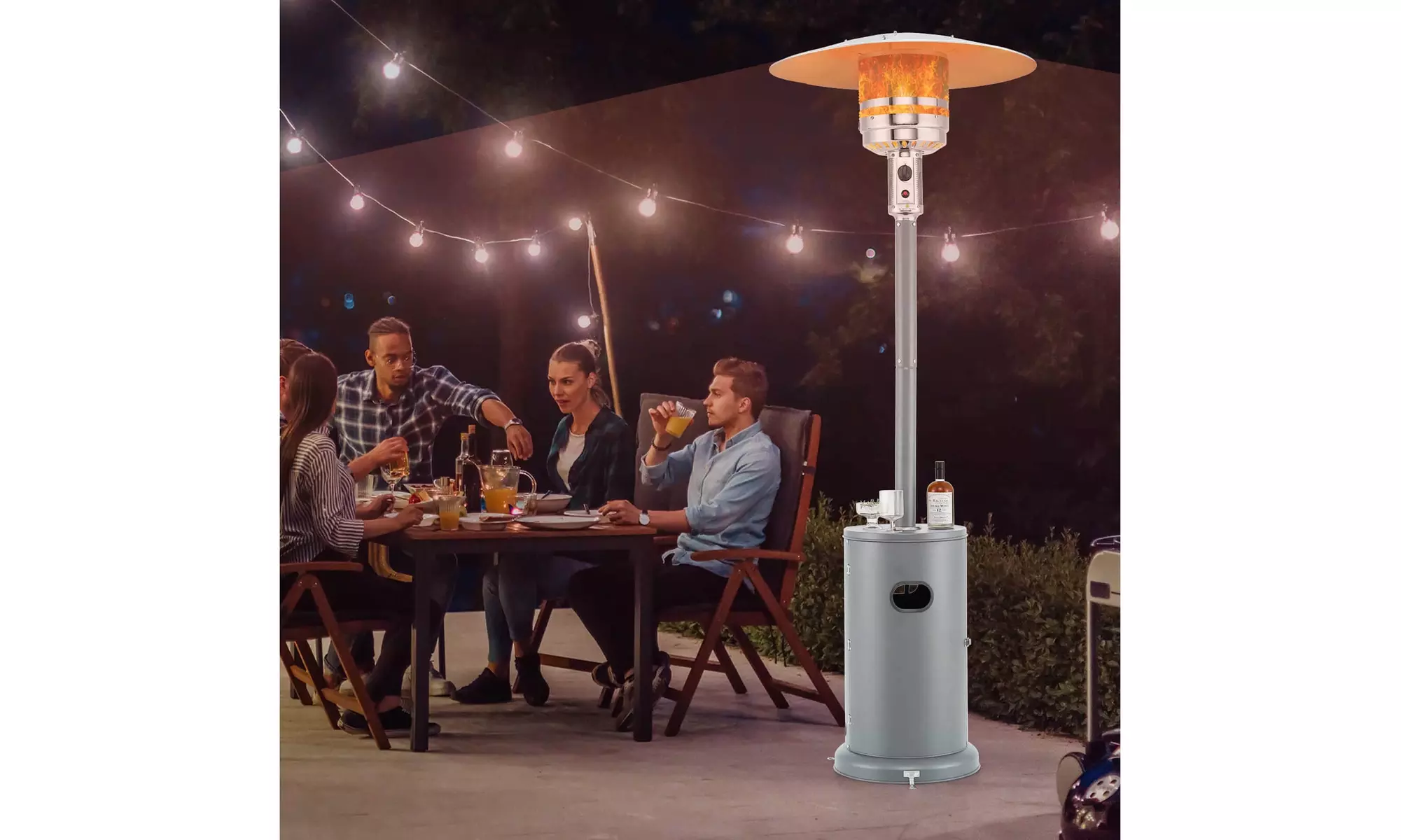 50,000 BTU Patio Heater with Wheels Round Table Design & Stainless Steel Burner