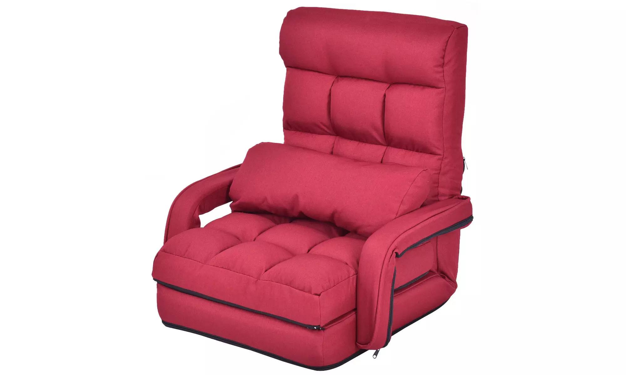 Costway Lazy Sofa Lounger Bed Floor Chair Sofa with Armrests and pillow