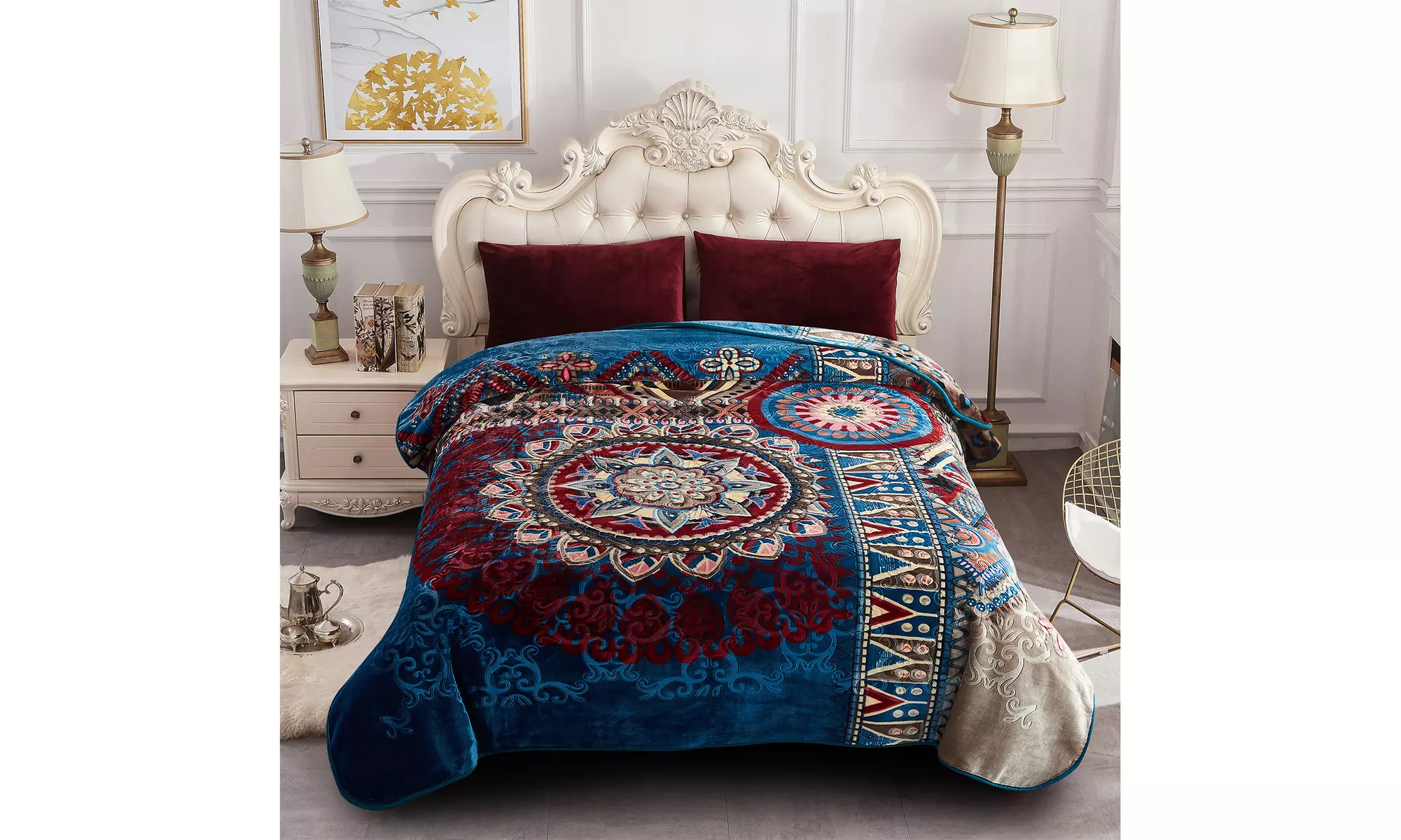 Soft Plush Thick Fleece Blanket Beauty Pattern Printed Warm Bed Blanket - Primary Image