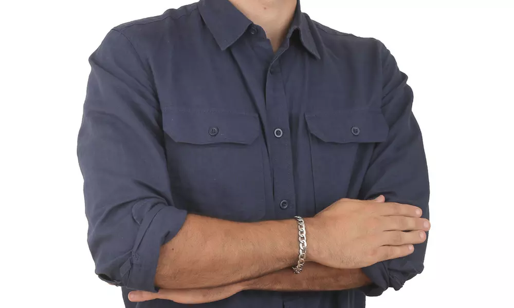 Arturo Zeta Men's Cuban Link Bracelet in High Polished Stainless Steel - Second Medium