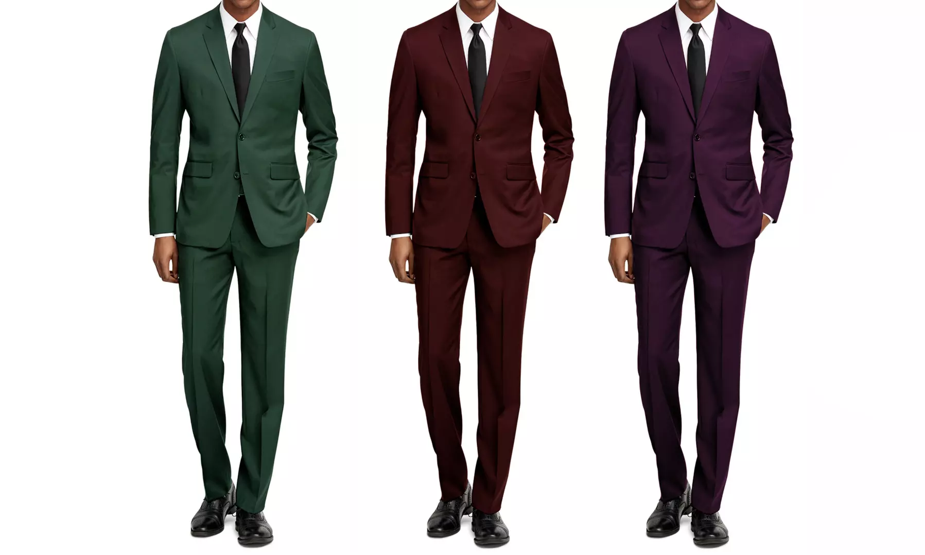 Men's Slim Fit Fashion Suits (Burgundy-Plum-Teal) - Primary Image