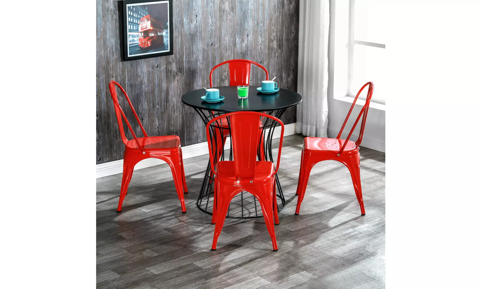 4PCS Kitchen & Dining Room Chairs Industrial Style Iron Sheet Chair Lounge Chair - Primary Image
