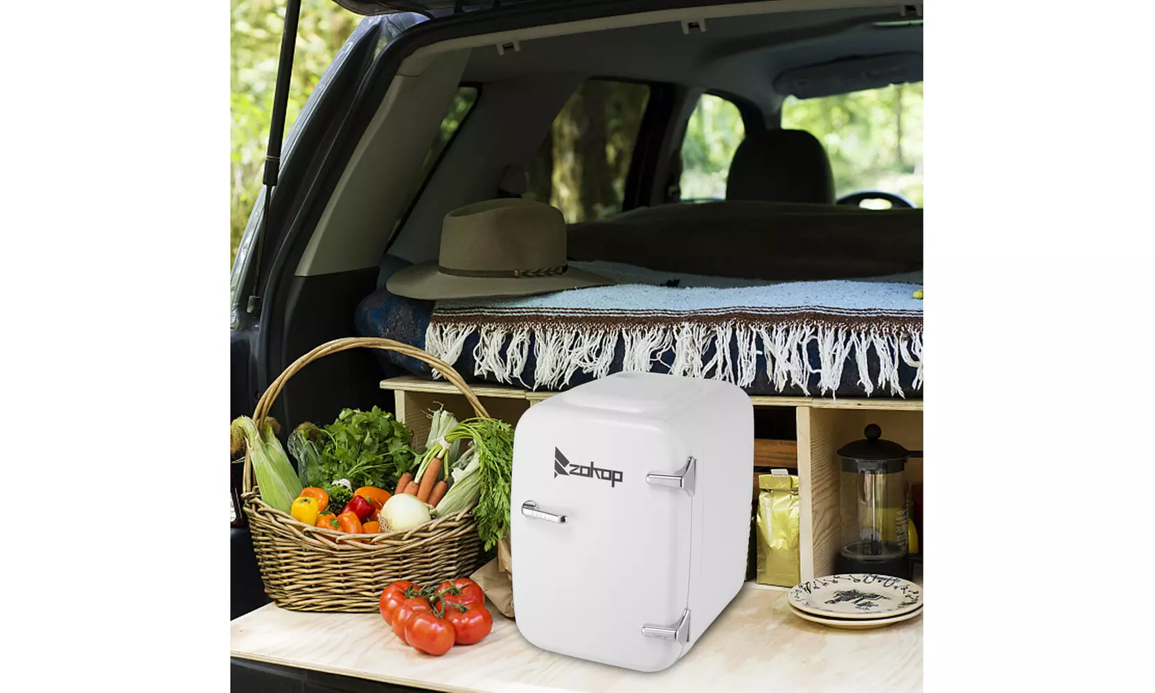 Portable Retro 6-can Mini Fridge Hot and Cold Box - Primary Image