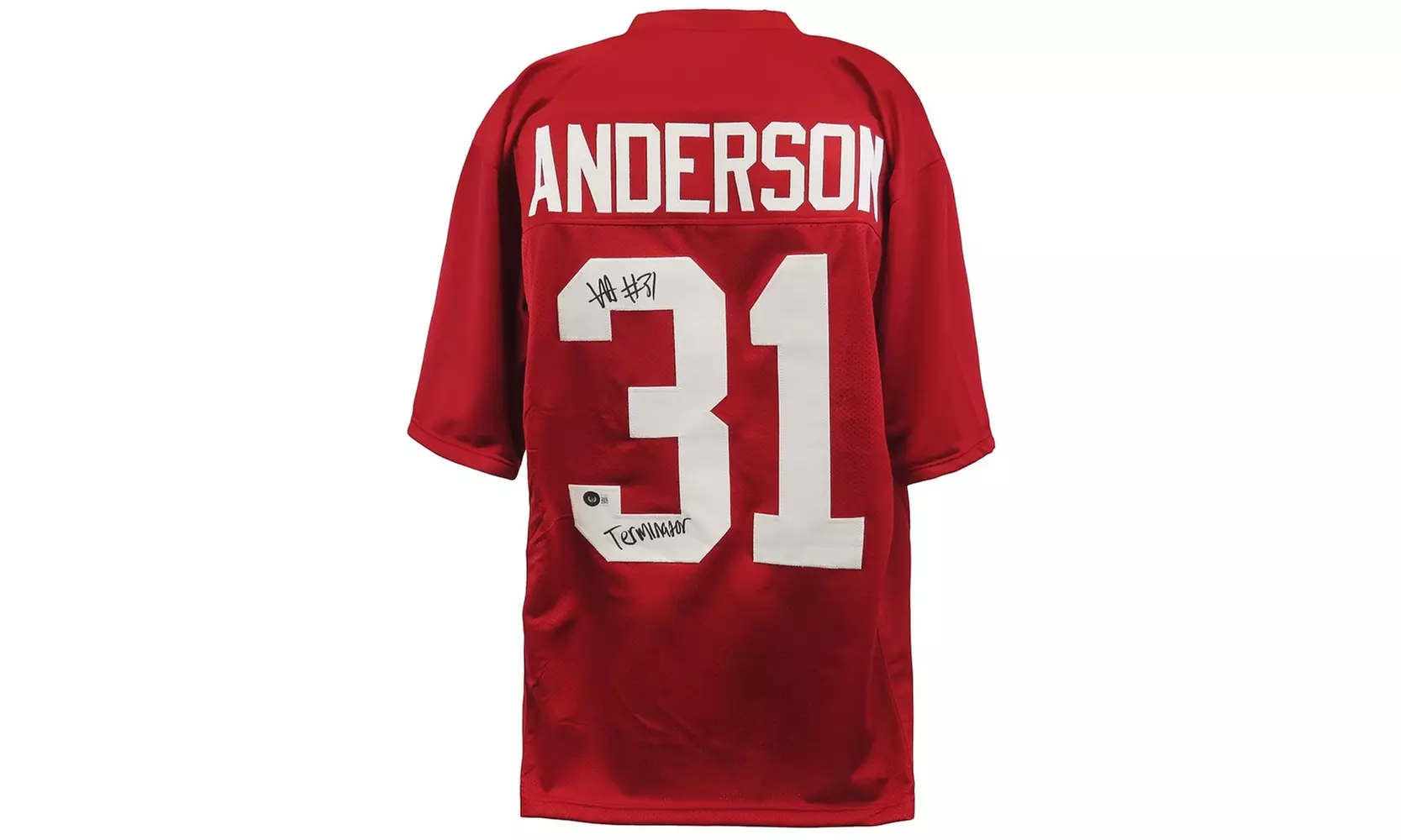 Will Anderson Signed Red Custom College Football Jersey w/Terminator - (Beckett) - Primary Image