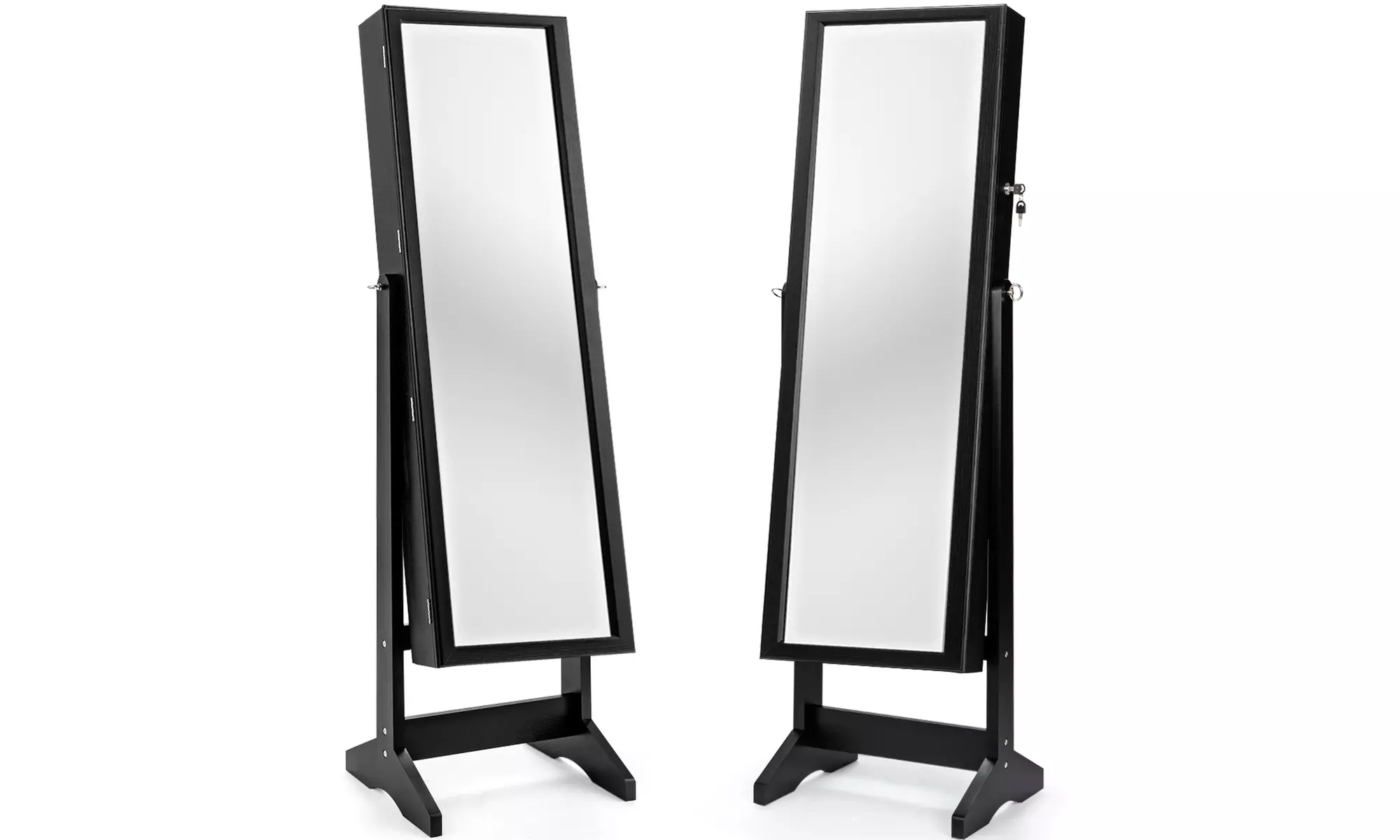 Costway Jewelry Cabinet Stand Mirror Armoire Lockable Organizer Storage Box - Primary Image