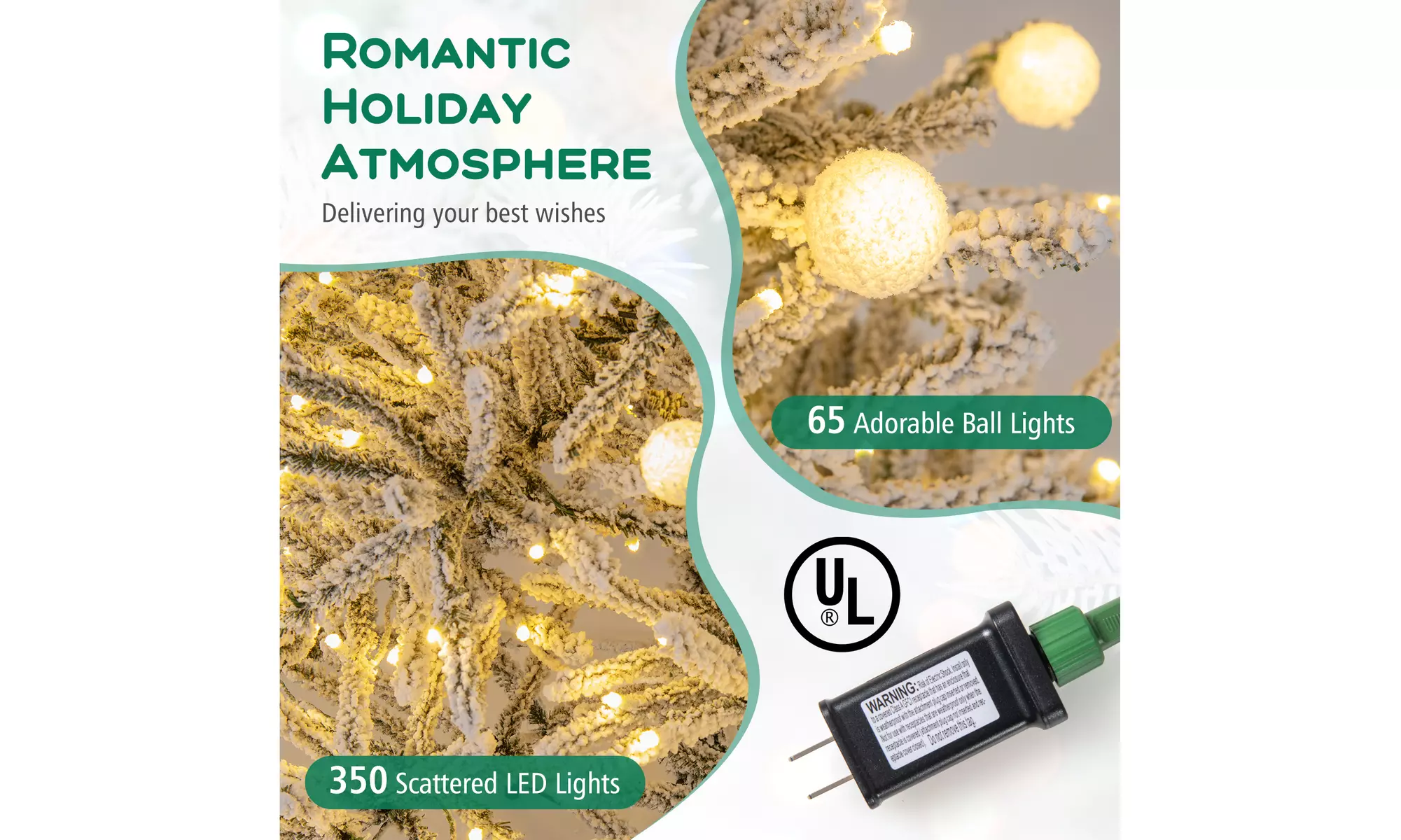 Costway Pre-Lit Artificial Christmas Tree with Branch Tips | Warm White LED Lights | Easy Setup & Home Decor
