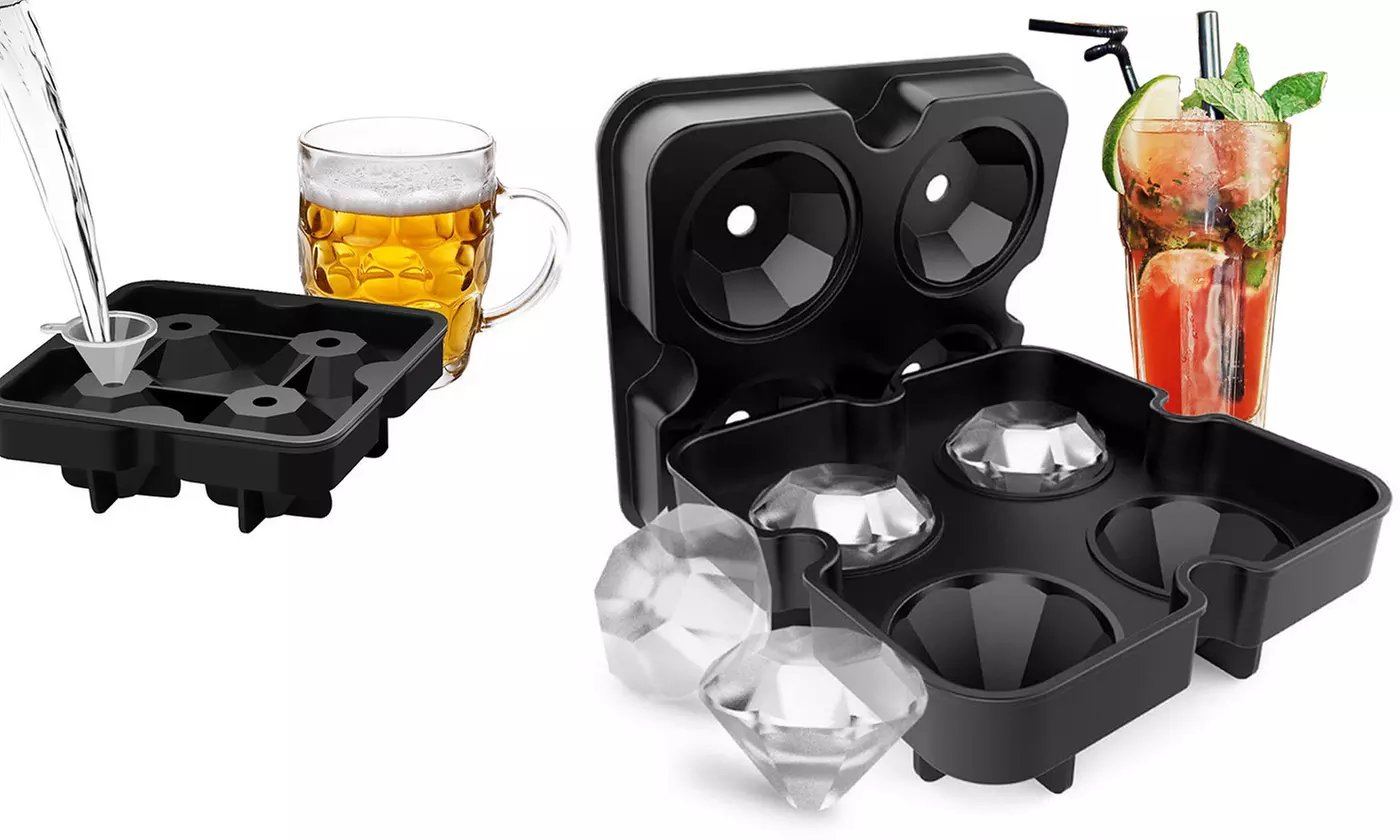 Ice Ball Molds (1-2Pack) Silicone Ice Maker Diamond Shape Tray Mold Cube Whiskey - Primary Image