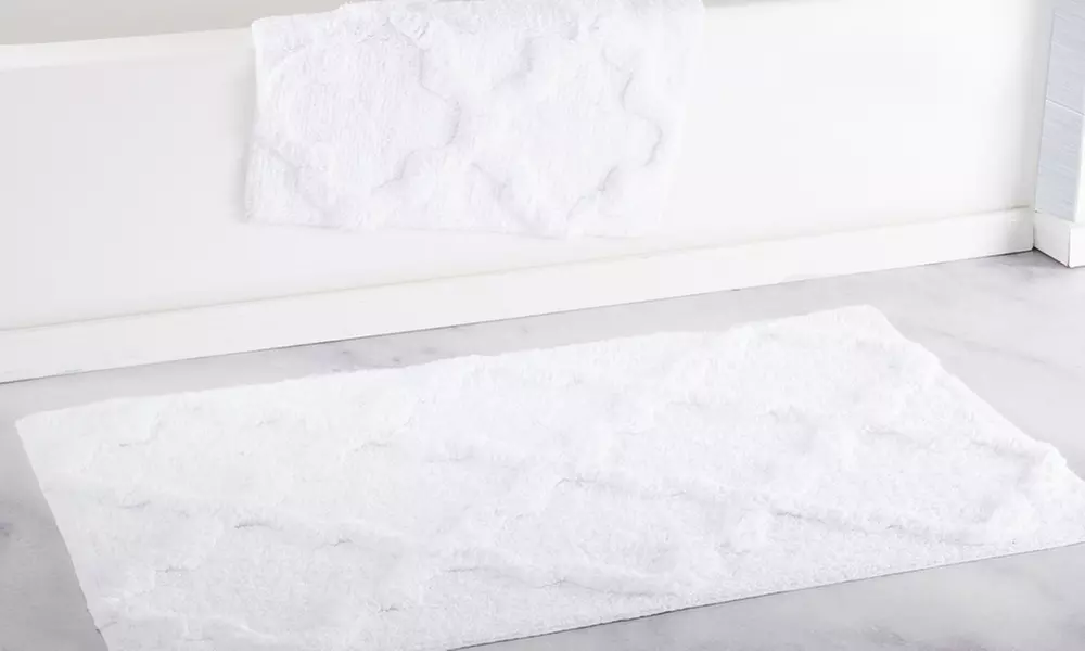 Lavish Home 100% Cotton Trellis Bath Mat Set (2-Piece)