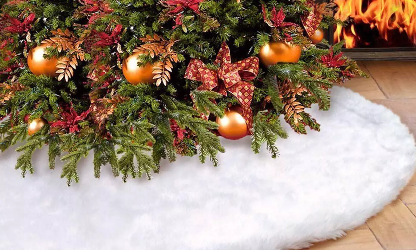 31/35/48 inch White Plush Christmas Tree Skirt for Xmas Tree Party Decorations