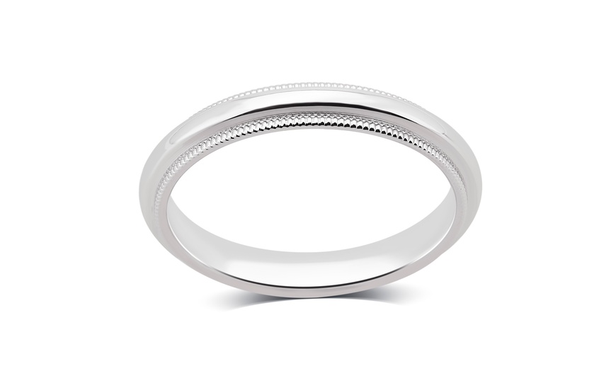 Image 8: Unisex 3 MM - 6 MM 14K Solid Gold Charming Milgrain Wedding Band By L'Artiste