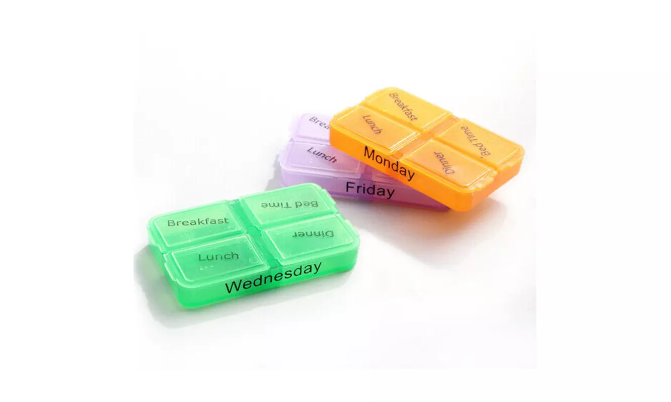 Portable Rainbow Pill Case 7 Days weekly Container Splitters