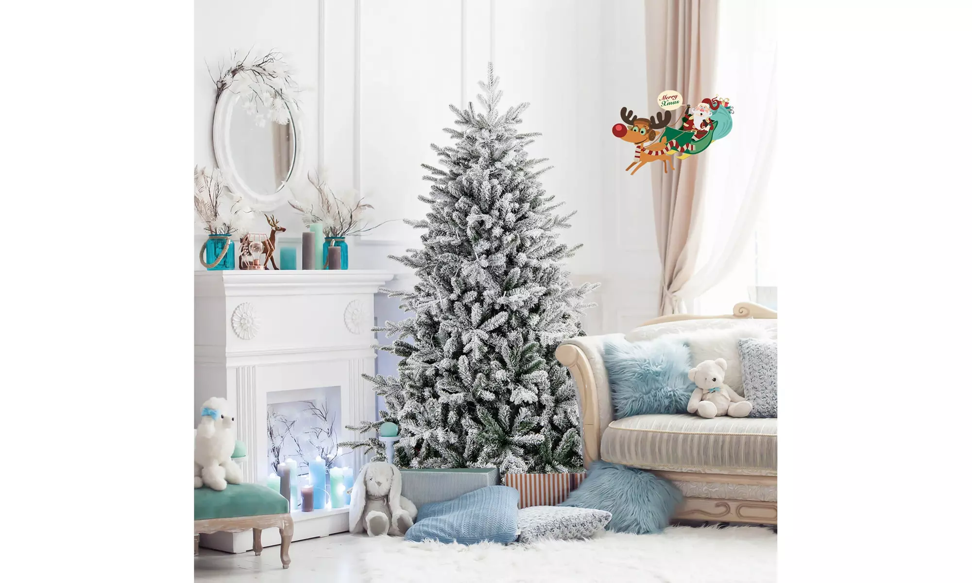 Costway 4.5/6/7 FT Christmas Tree with 8 Lighting Modes Multi-Color LED Lights