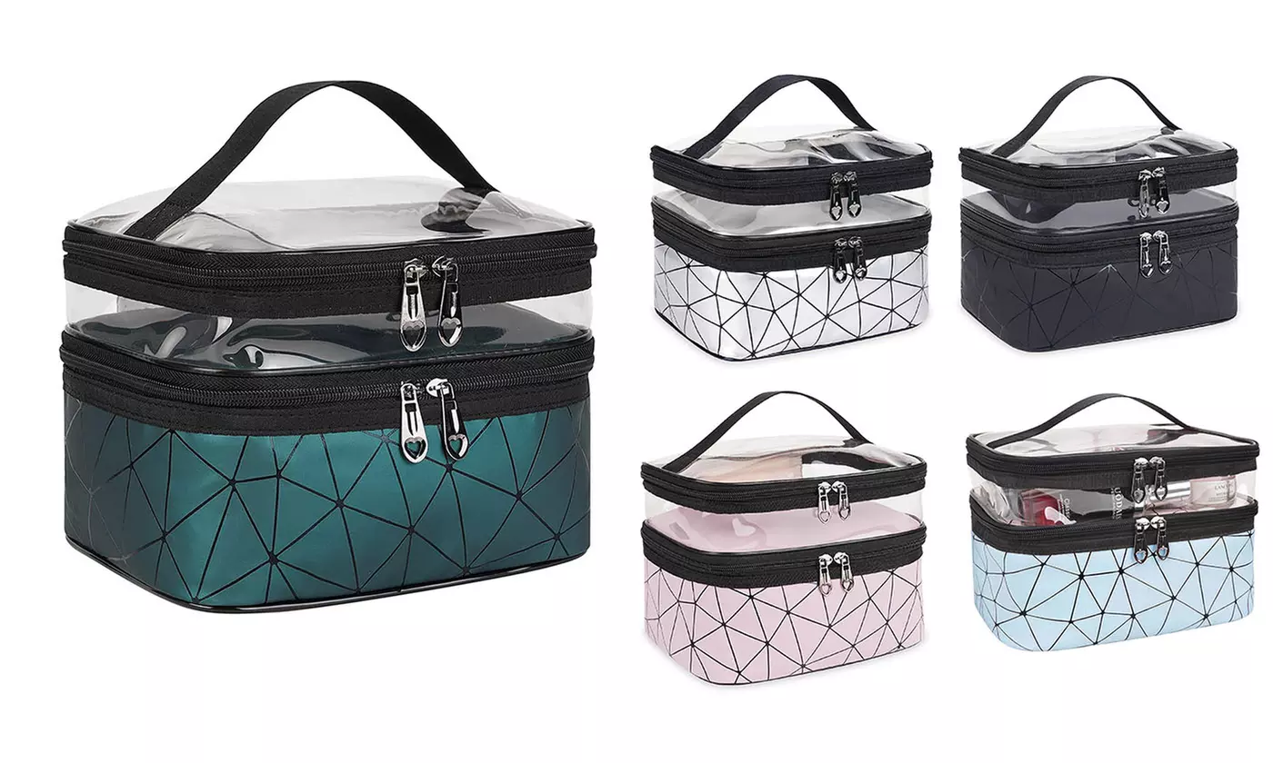 Makeup Bags Double layer Travel Cosmetic Cases Make up Organizer Toiletry Bags - Primary Image