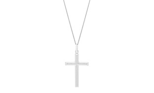 18K White Gold Sterling Silver Men's Smooth Polished Cross Pendant