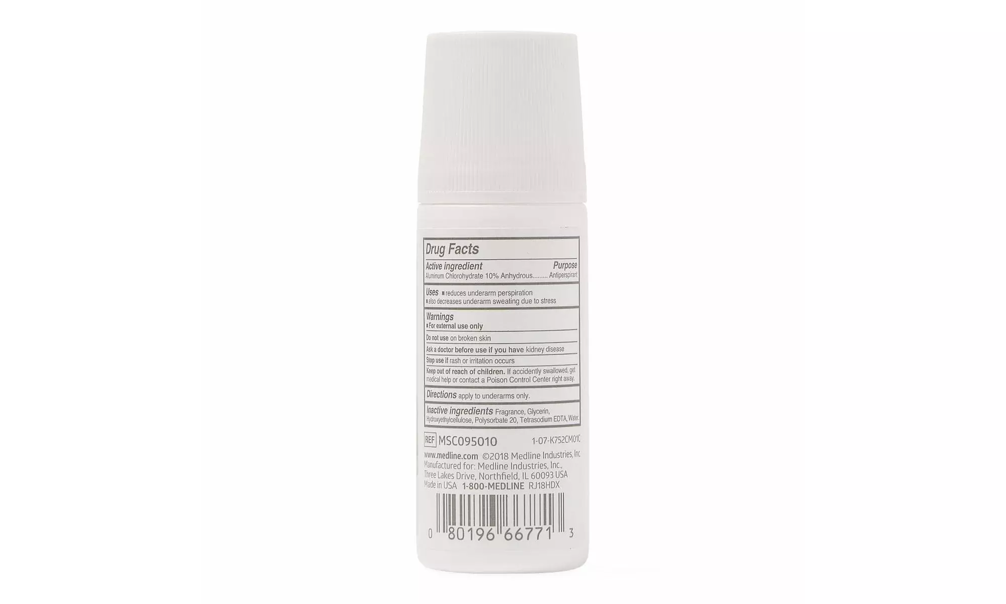 Medline MSC095010 Med Spa Roll On Antiperspirant/ Deodorant,1.5 OZ - Second Medium