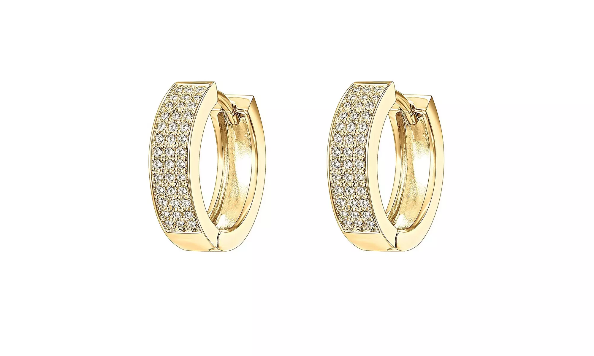 3 Row Huggie Hoop Earrings Made With Crystals From Swarovski - Second Medium