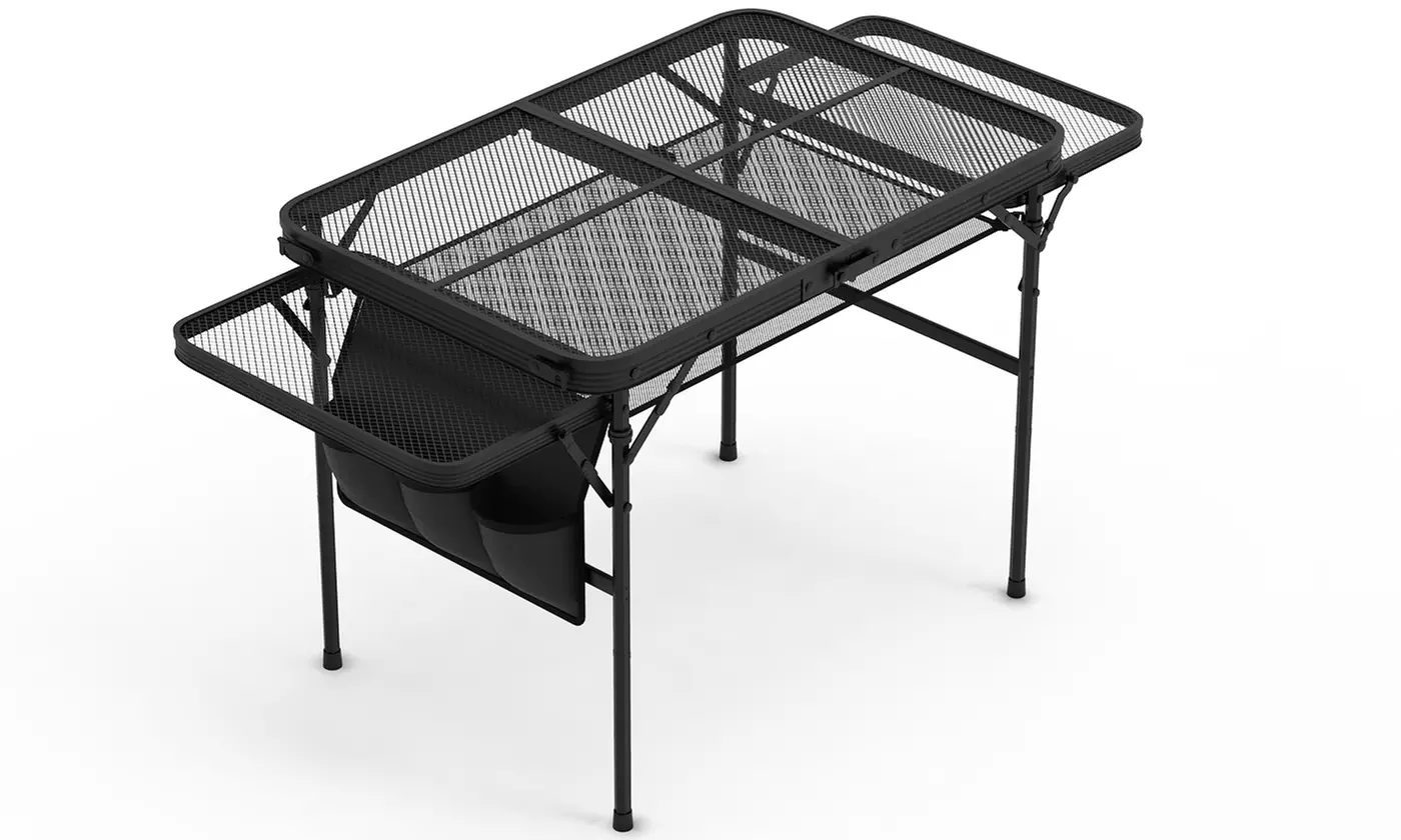 LakeForest Folding Camping Table Aluminum Picnic Table Collapsible Grill Stand