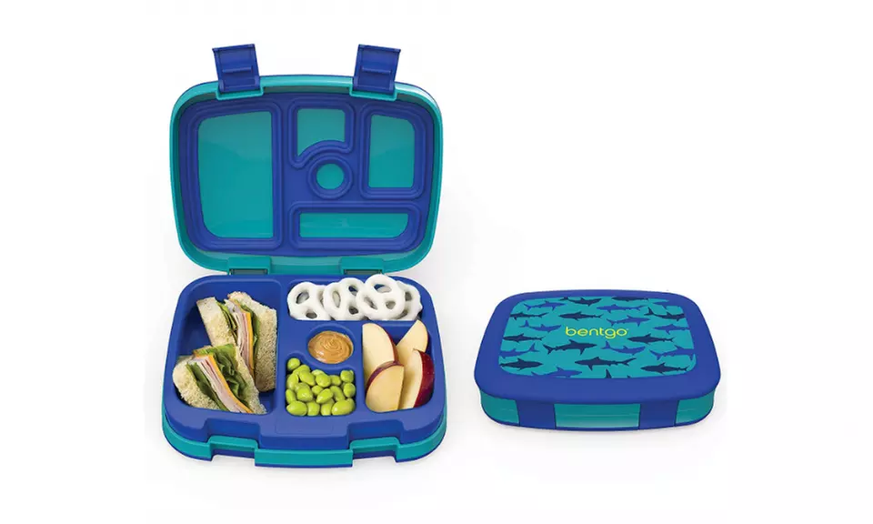 Bentgo Kids Prints (Sharks) - Leak-Proof, 5-Compartment Bento-Style Lunch Box - Primary Image