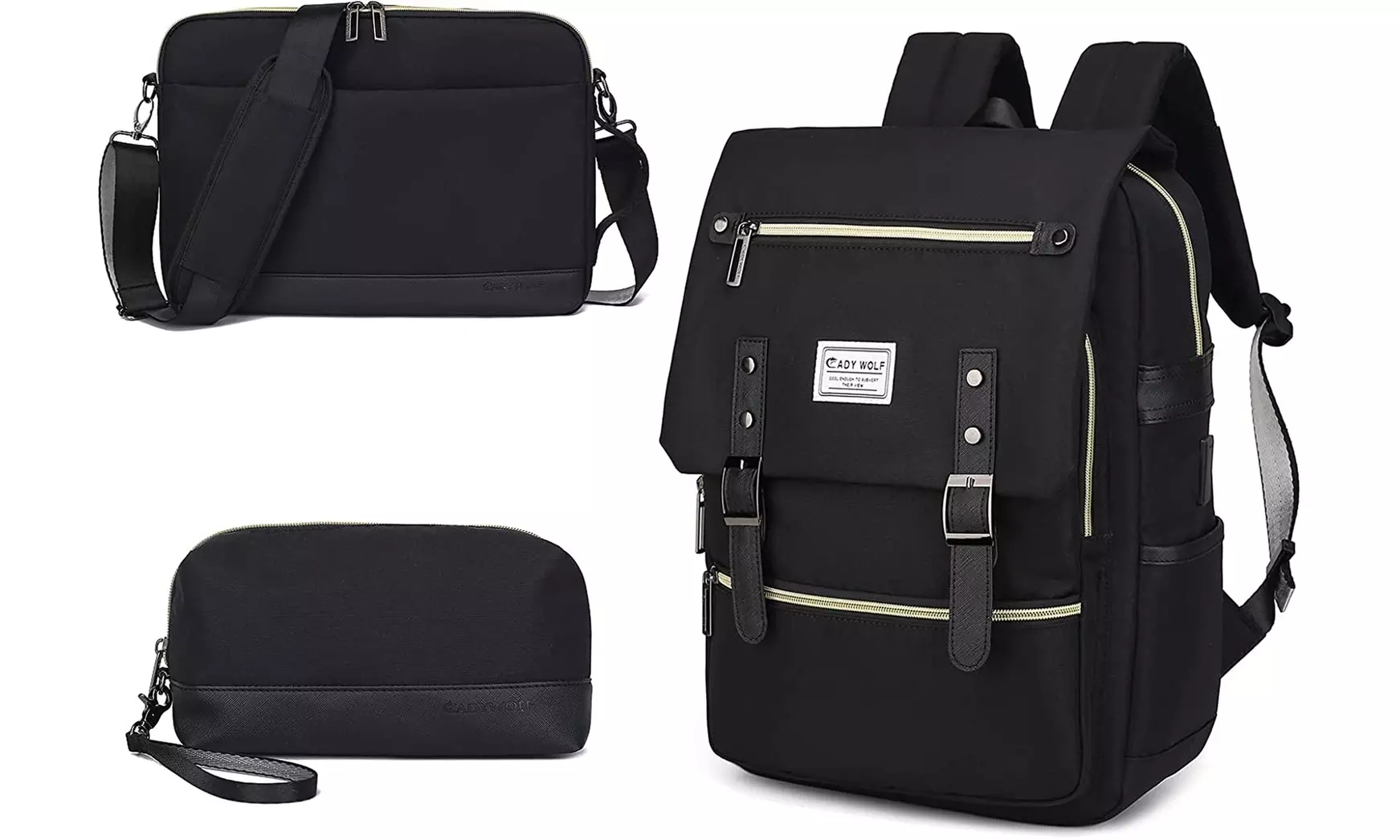 CADYWOLF Vintage Laptop Backpack With usb charging port - Primary Image