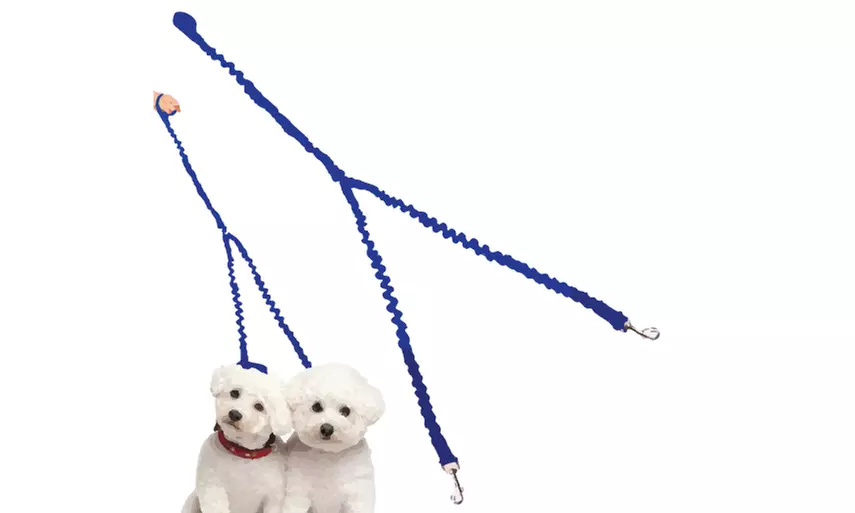 Waloo Pets Double Dog Bungee Dog Leash- Black,Red or Blue