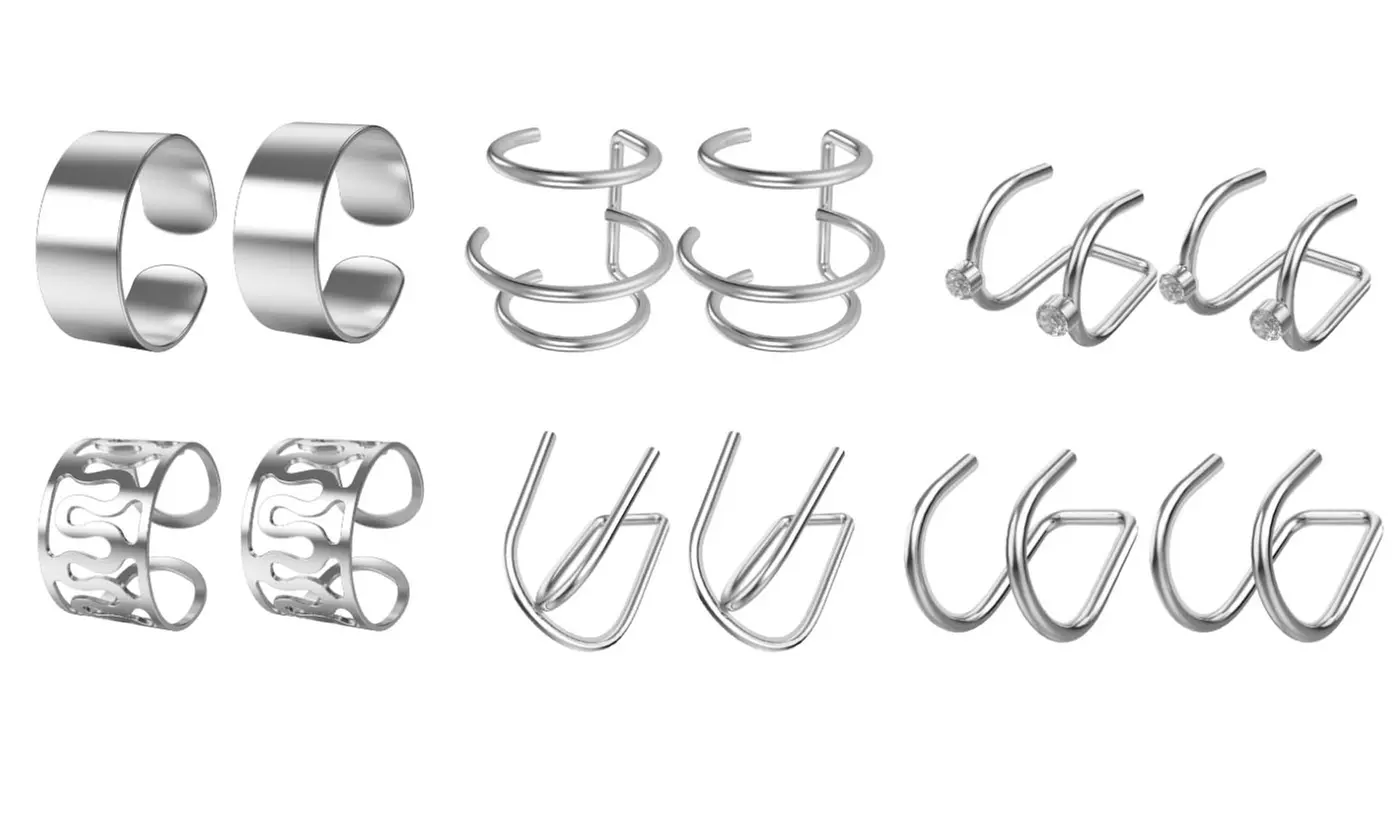 12 Pcs Ear Cuff Wrap Earrings Set No Piercing Clip Cartilage Ear Clips