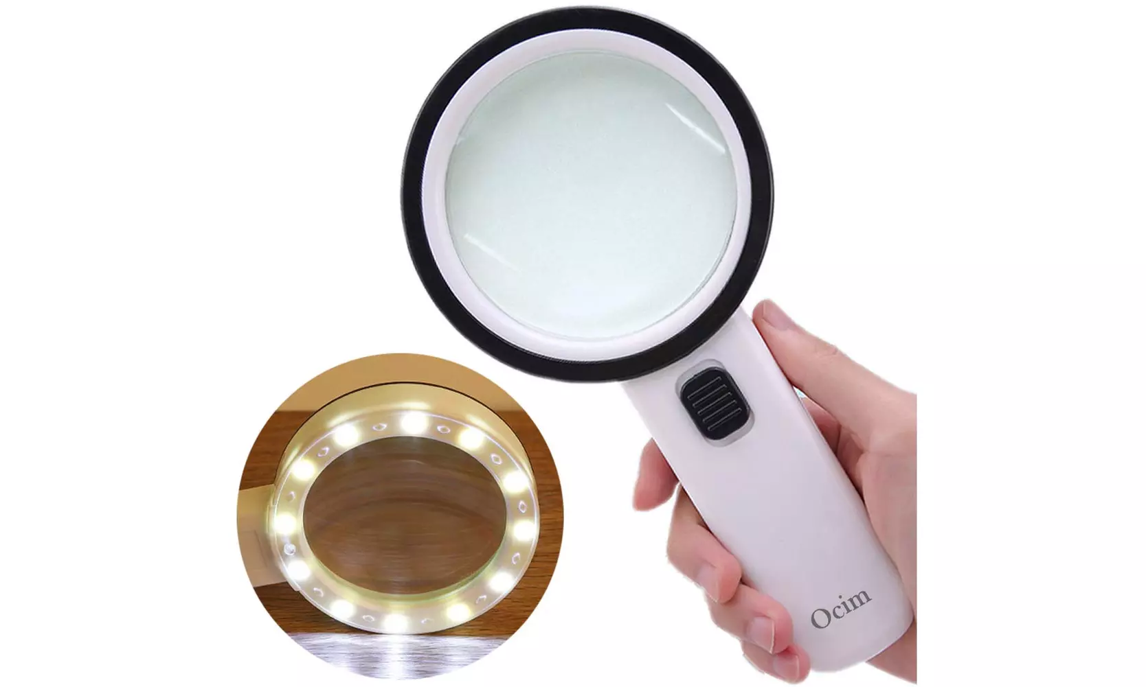 30X Magnifying Glass with Light, Ocim High Power Handheld Lighted Magnifier - Primary Image