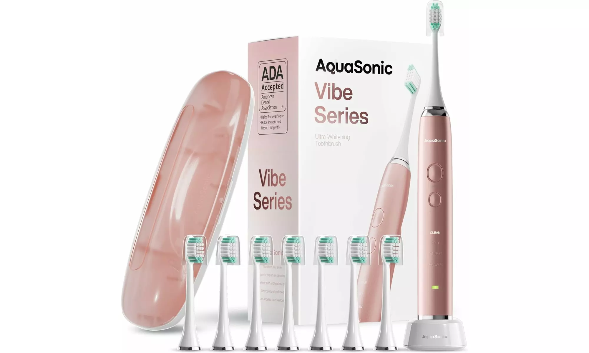 Aquasonic Vibe Series Ultra-Whitening Toothbrush w/ 8 Brush Heads & Travel Case - Primary Image