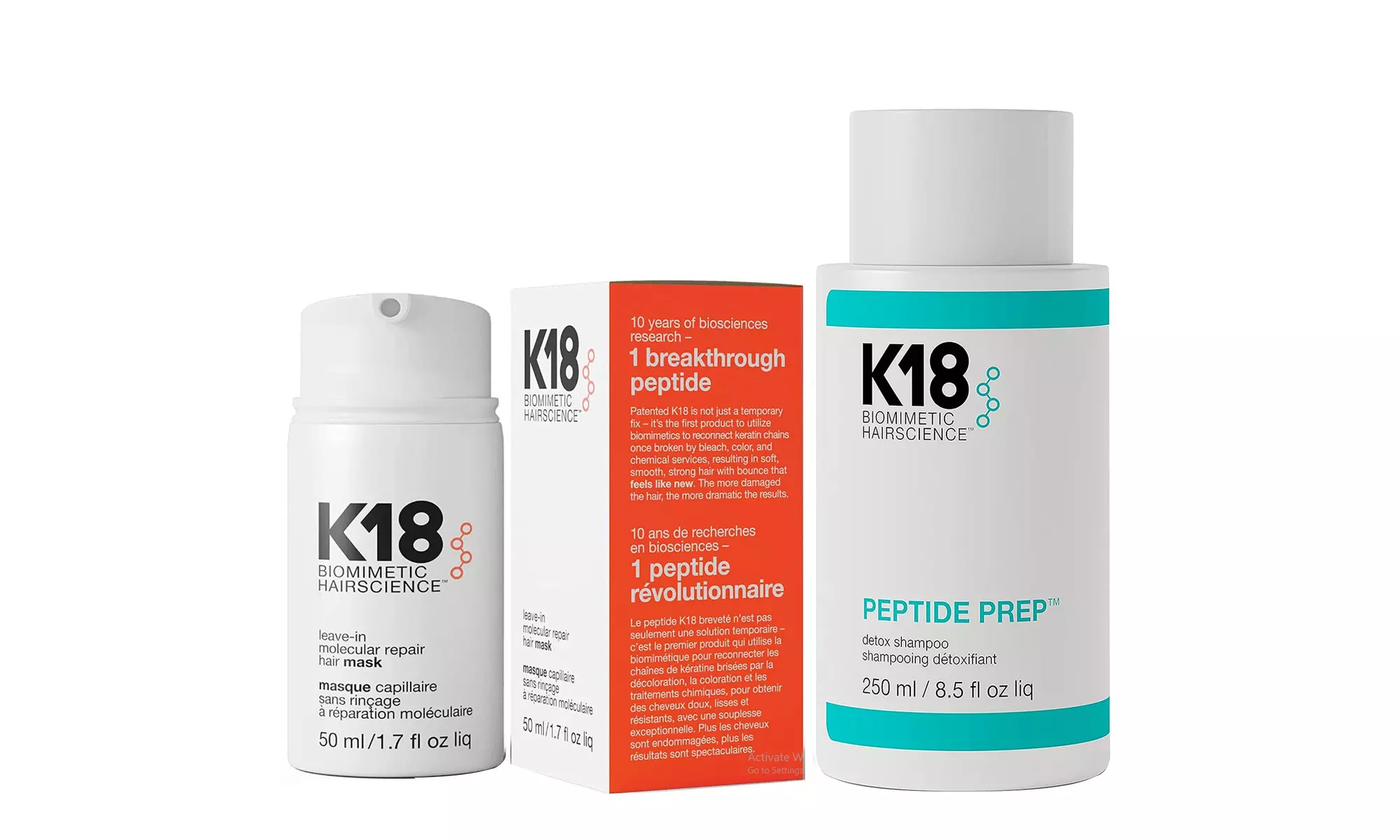 K18 Leave In Molecular Hair Repair Mask 1.7oz & Peptide Detox Shampoo 8.5oz - Primary Image