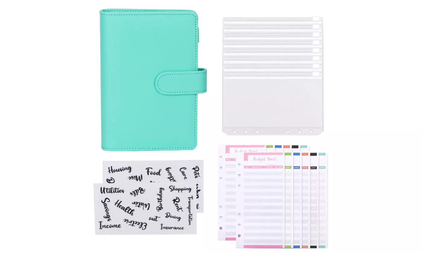 23PCS A6 PU Leather Notebook Binder Set Refillable Budget Savings Planner Binder