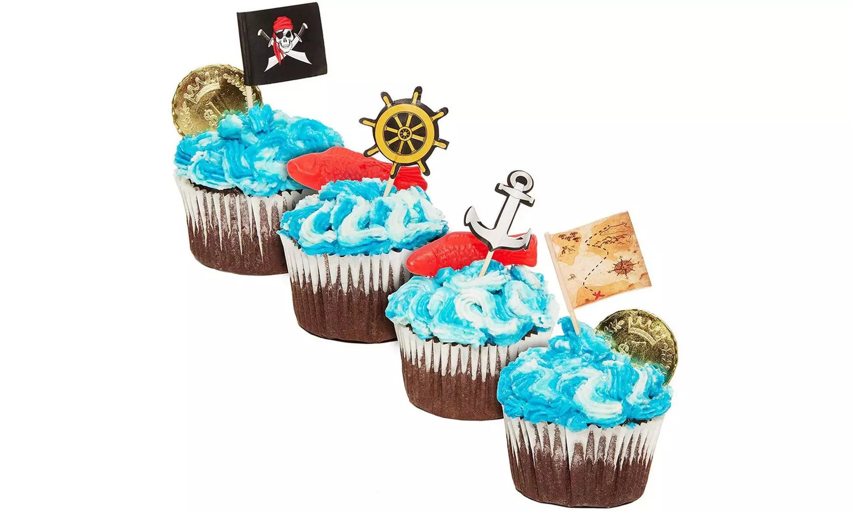 Pirate Cupcake Toppers 200-Pack Cupcake Decoration, Pirate Themed Party Supplies - Primary Image