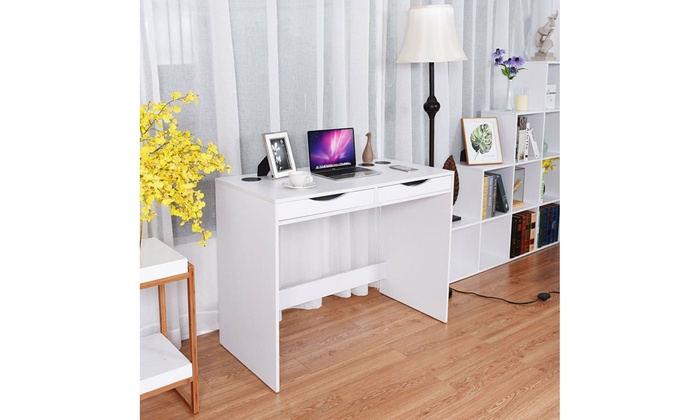 Modern Writing Computer Desk Bluetooth Speakers Drawer Usb