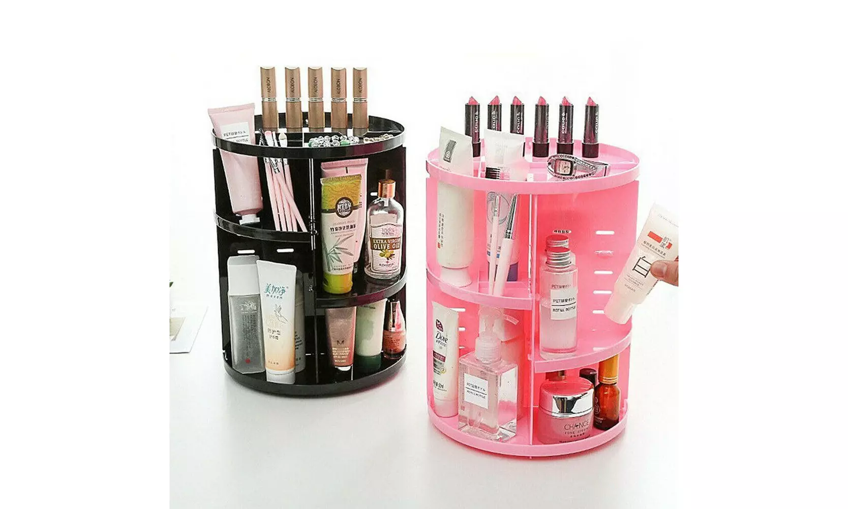 360 Degree Rotating Cosmetic Makeup Organizer Storage Box Lipstick Shelf Display - Primary Image