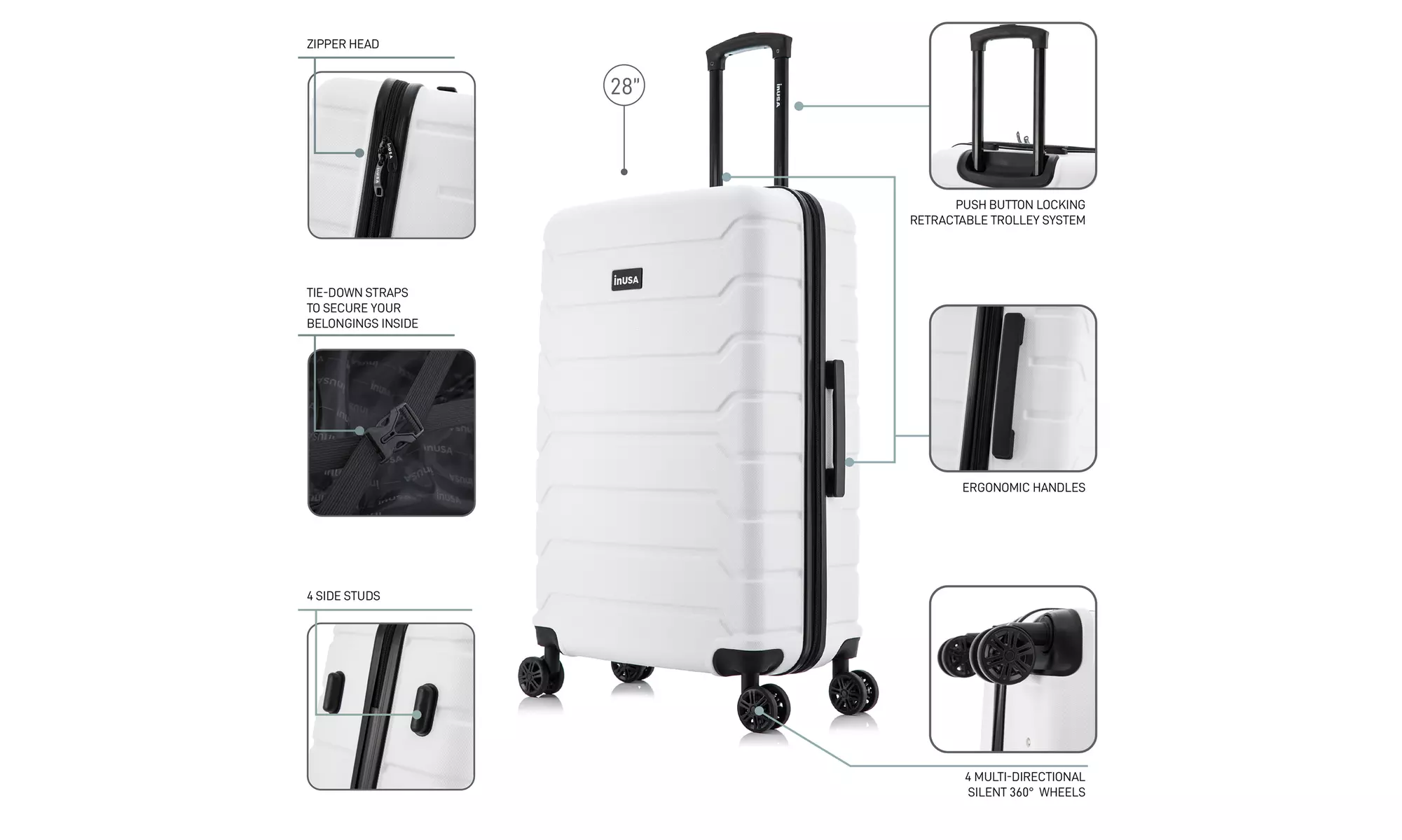 InUSA Trend lightweight hardside spinner luggage 20'', 24", 28" 