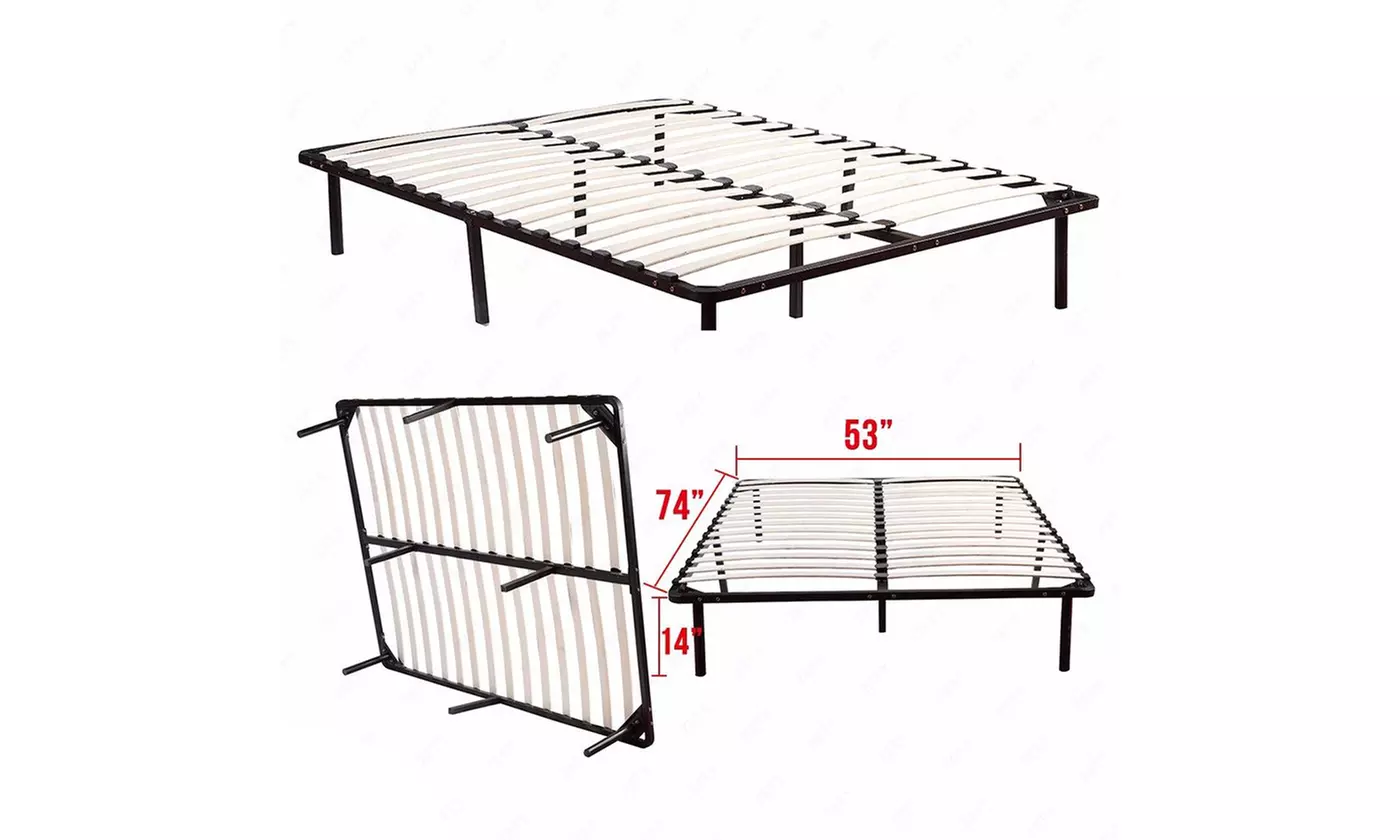4 Size Bedroom Mattress Platform Wood Slats Metal Bed Frame - Primary Image