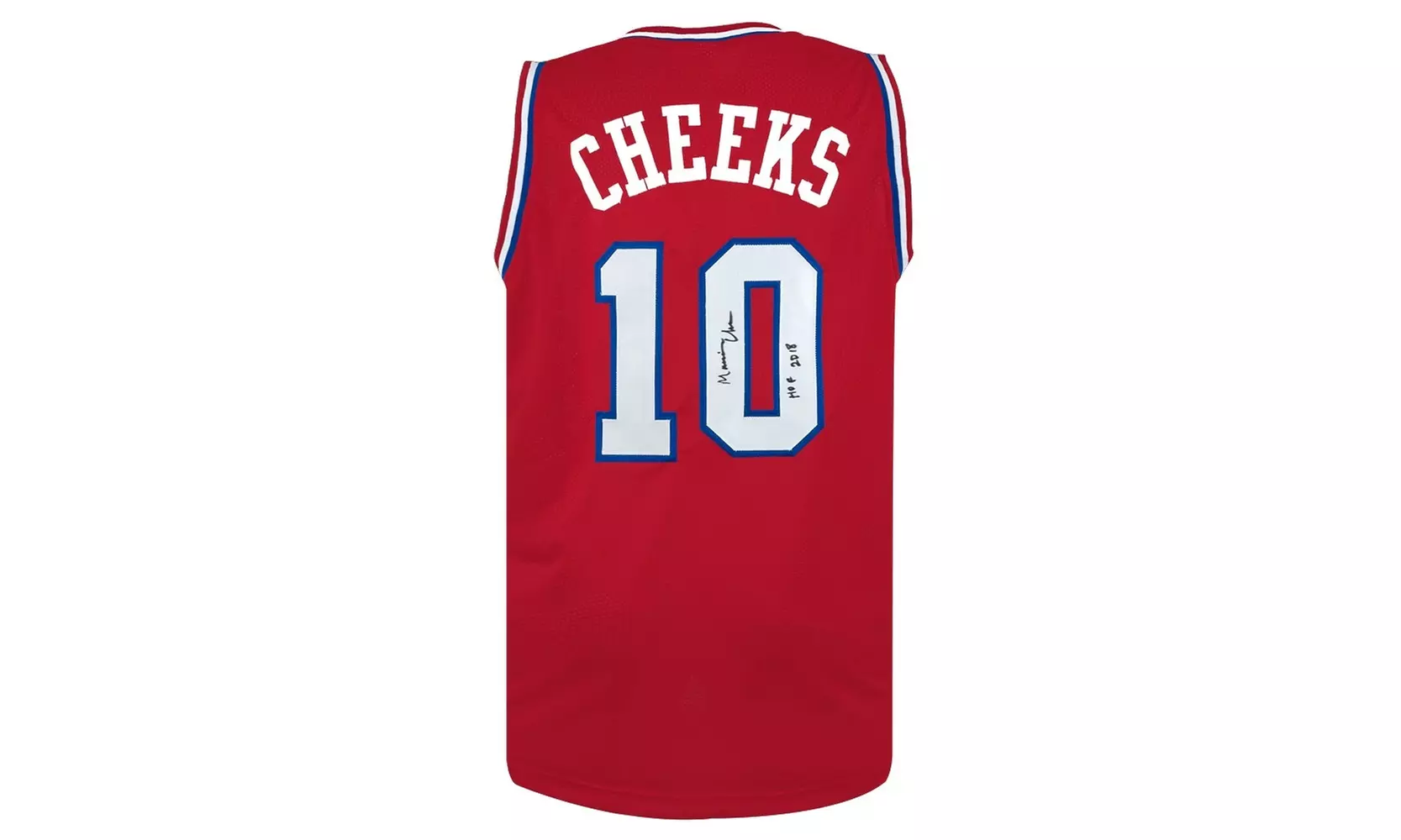 Maurice Cheeks Signed Red Throwback Custom Basketball Jersey w/HOF 2018 - Primary Image